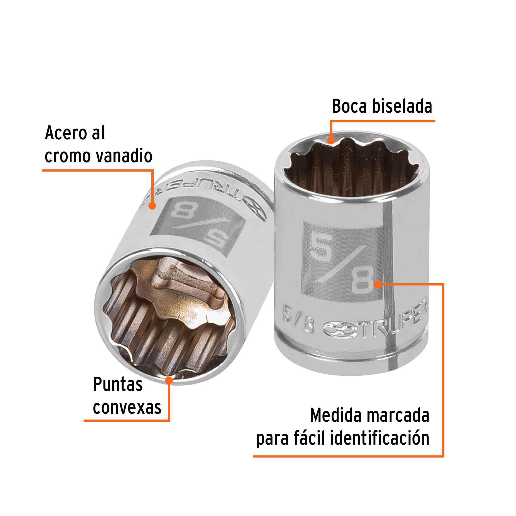 Dado de 5/8", 12 puntas, cuadro 3/8", TRUPER