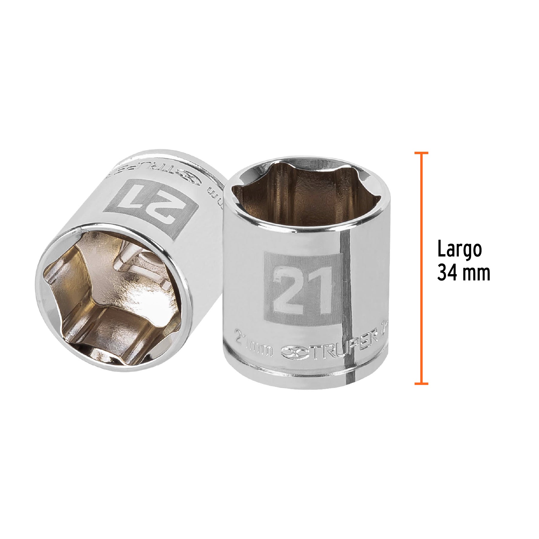 Dado de 21 mm, 6 puntas, cuadro 3/8", TRUPER