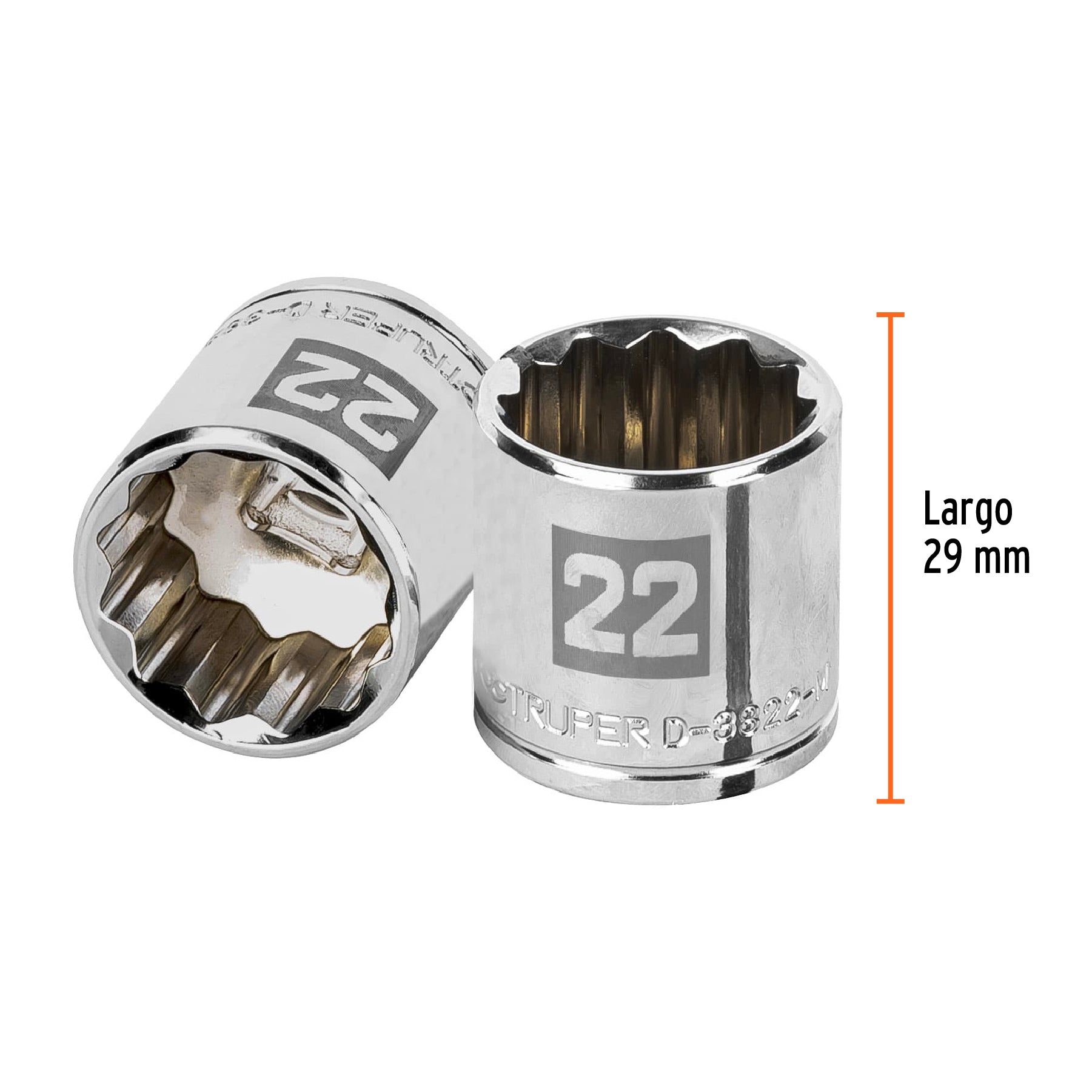 Dado de 22 mm, 12 puntas, cuadro 3/8", TRUPER