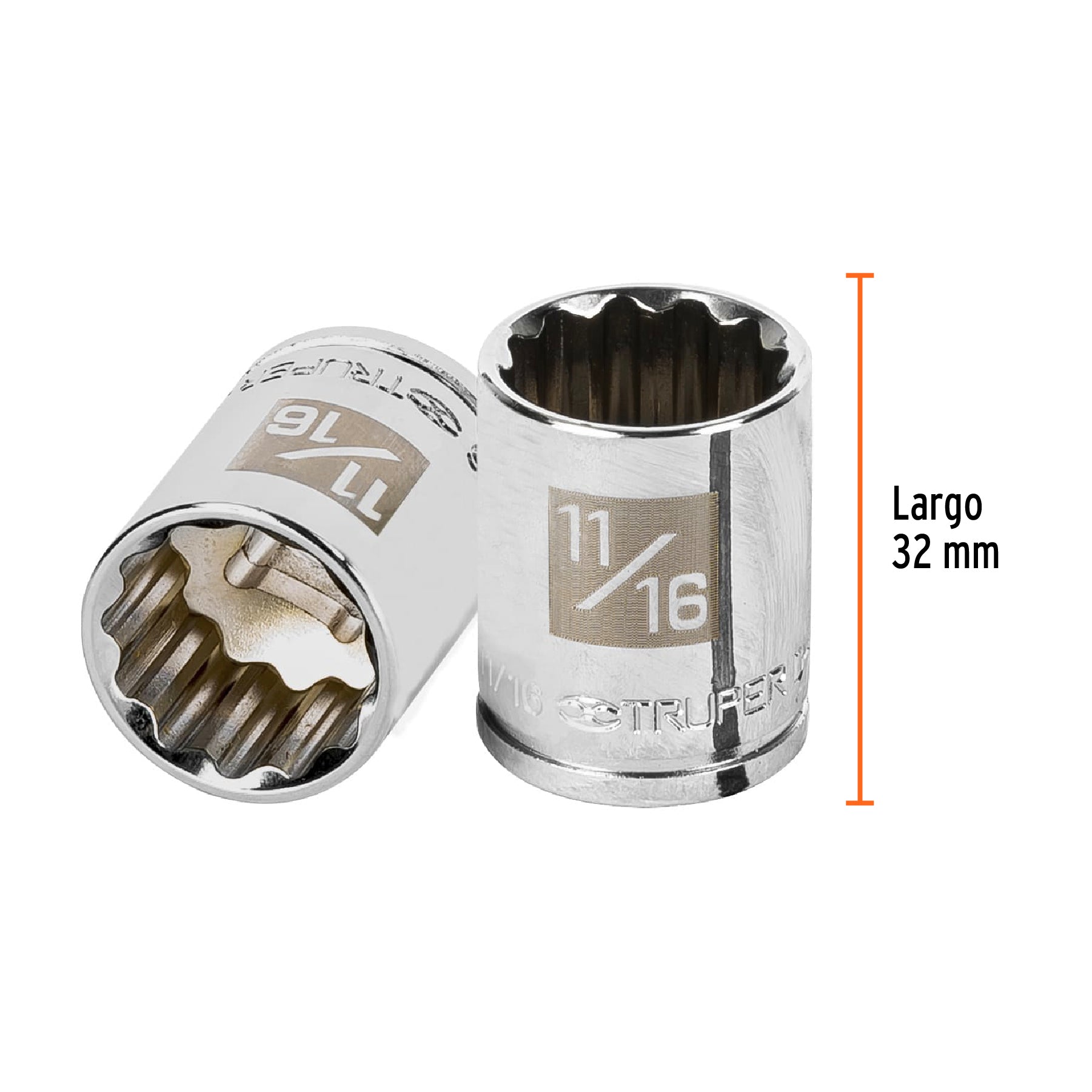 Dado de 11/16", 12 puntas, cuadro 3/8", TRUPER