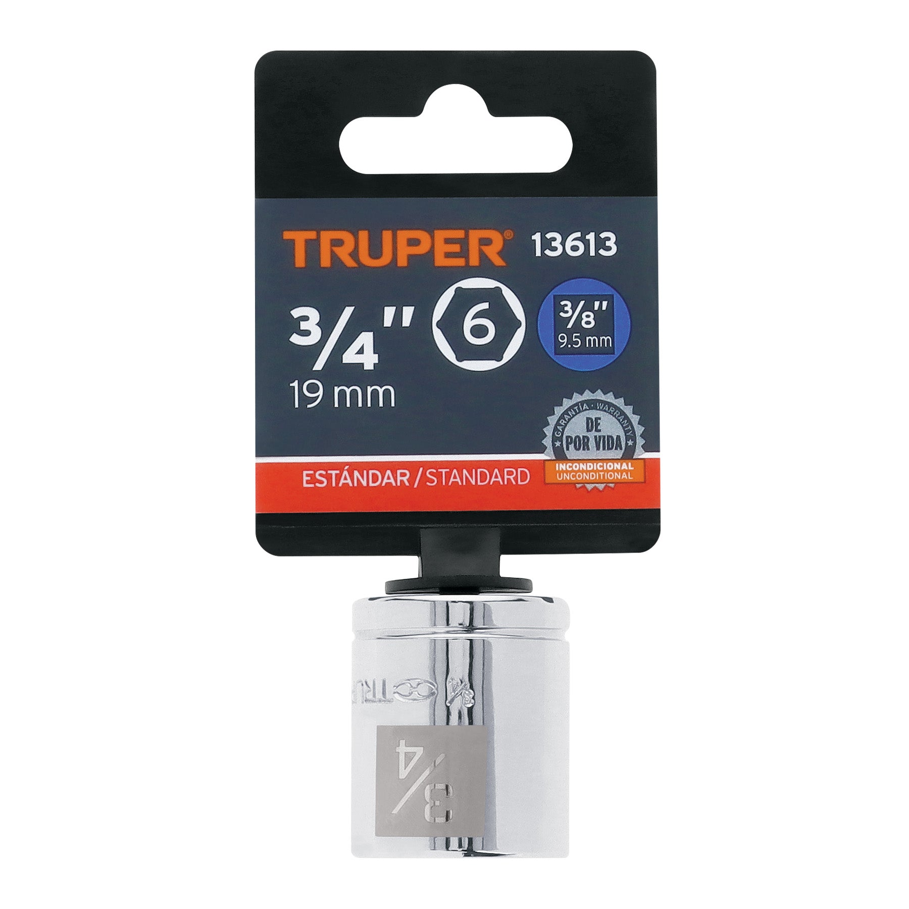 Dado de 3/4", 6 puntas, cuadro 3/8", TRUPER