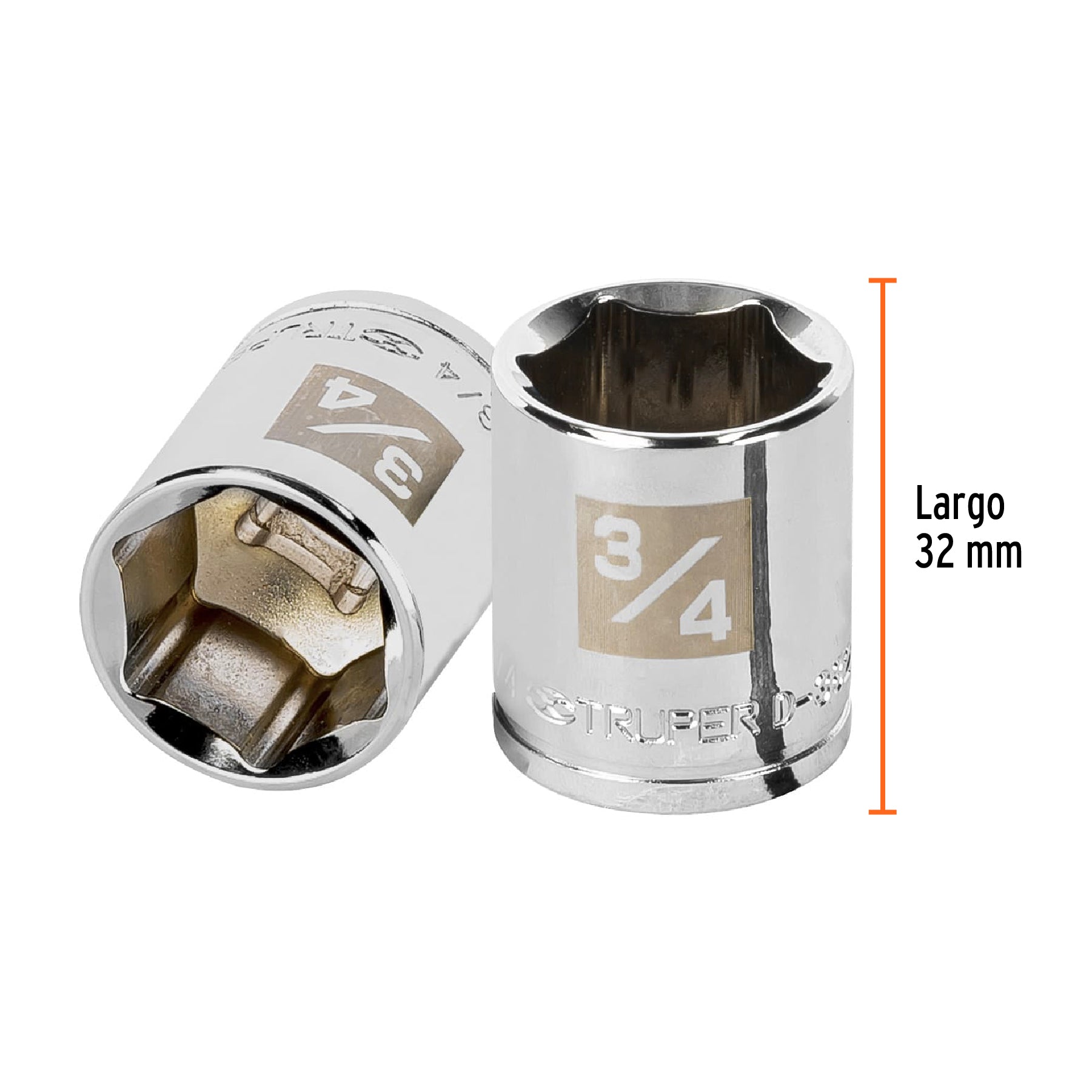 Dado de 3/4", 6 puntas, cuadro 3/8", TRUPER