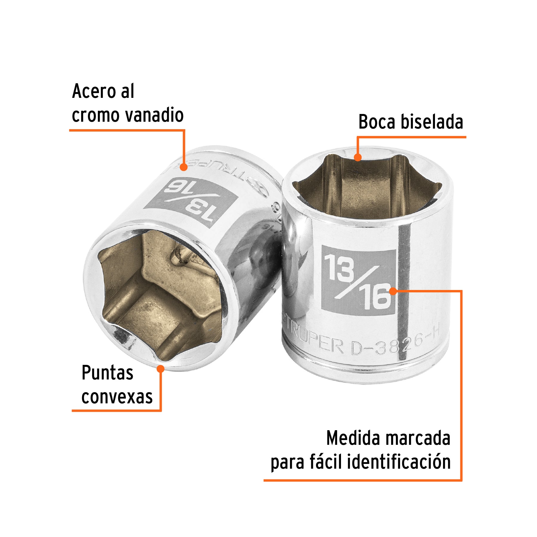 Dado de 13/16", 6 puntas, cuadro 3/8", TRUPER