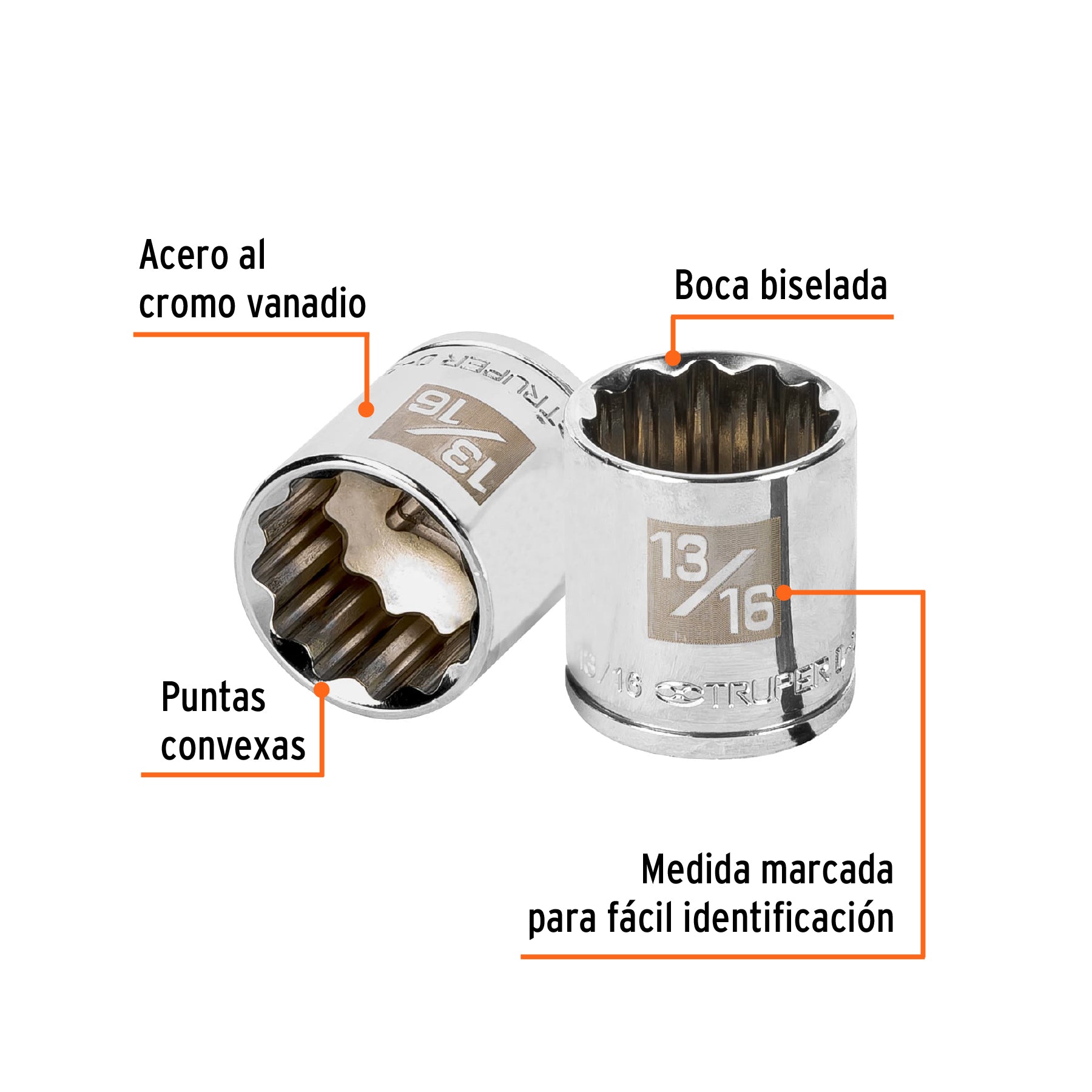 Dado de 13/16", 12 puntas, cuadro 3/8", TRUPER