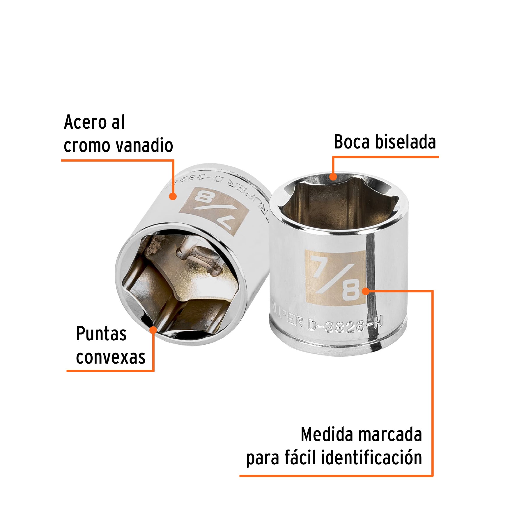 Dado de 7/8", 6 puntas, cuadro 3/8", TRUPER