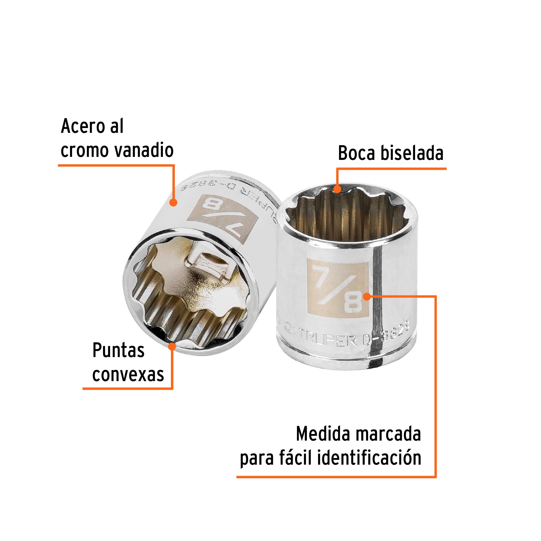 Dado de 7/8", 12 puntas, cuadro 3/8", TRUPER