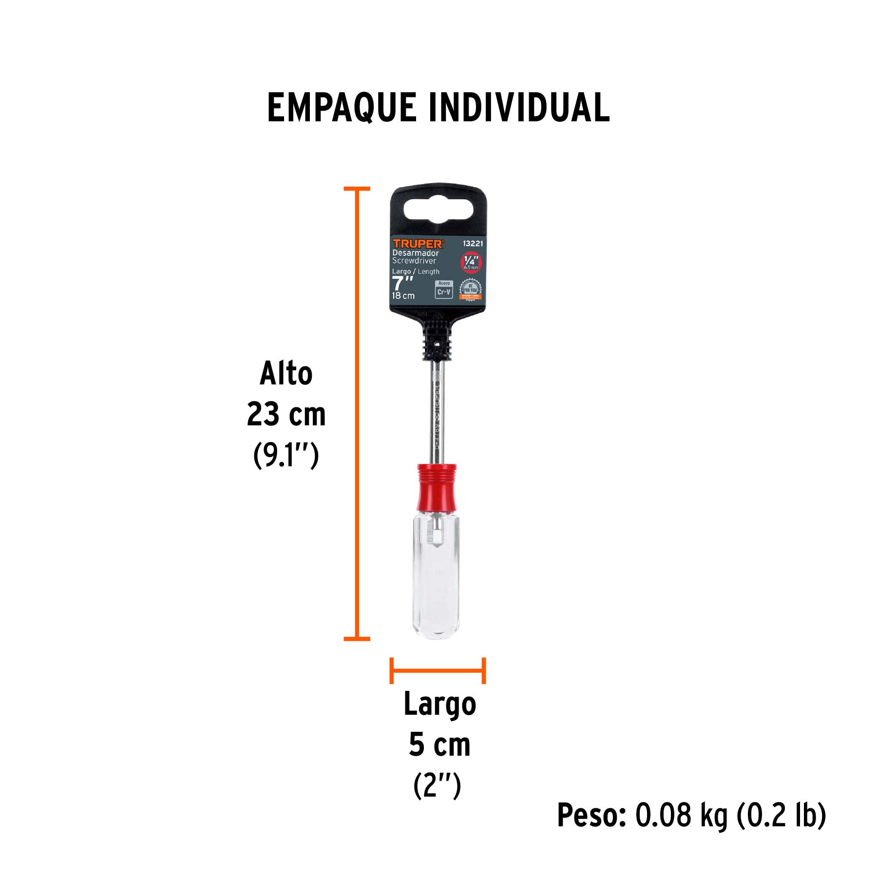 Desarmador de 7" para dados cuadro 1/4", TRUPER - Empaque