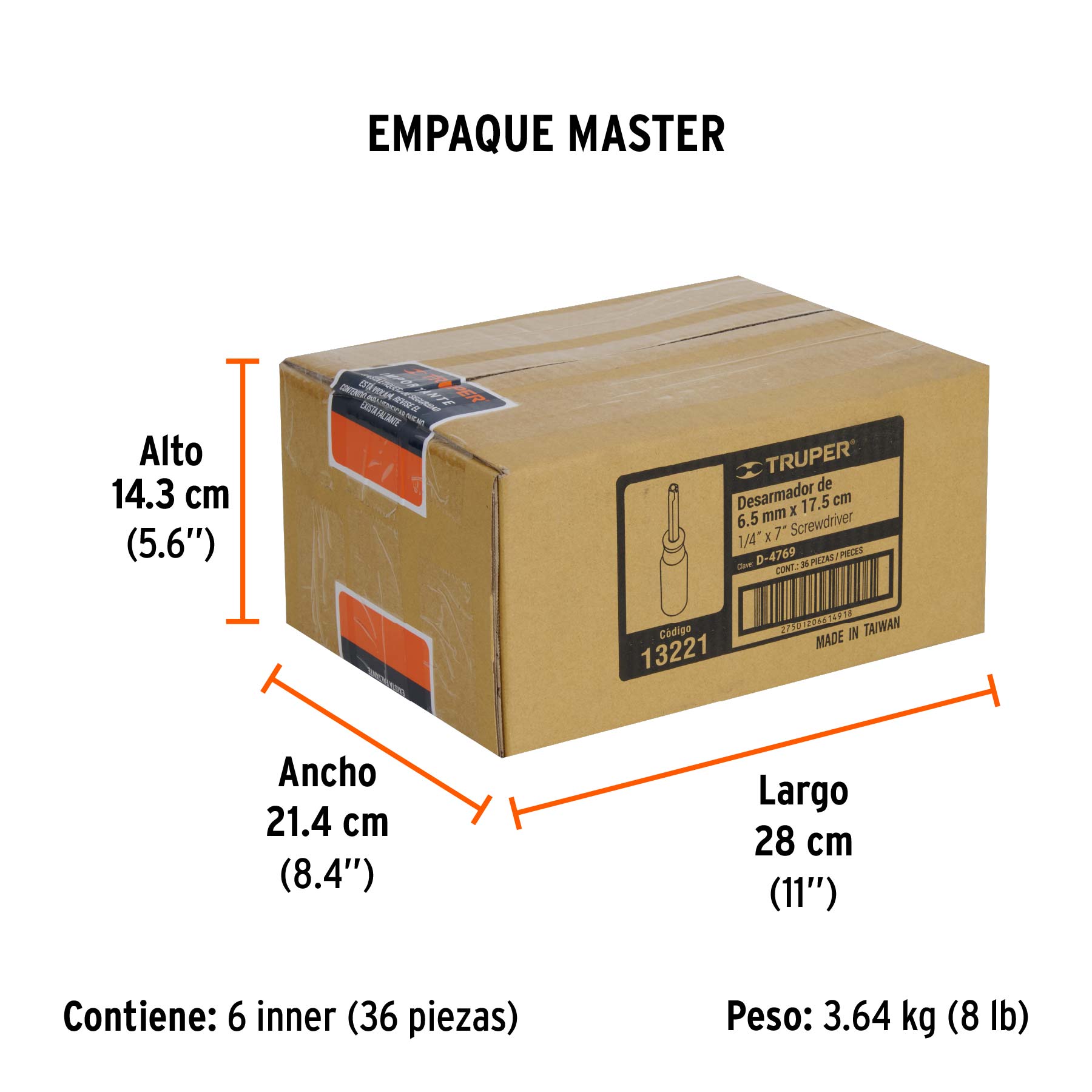 Desarmador de 7" para dados cuadro 1/4", TRUPER - Empaque