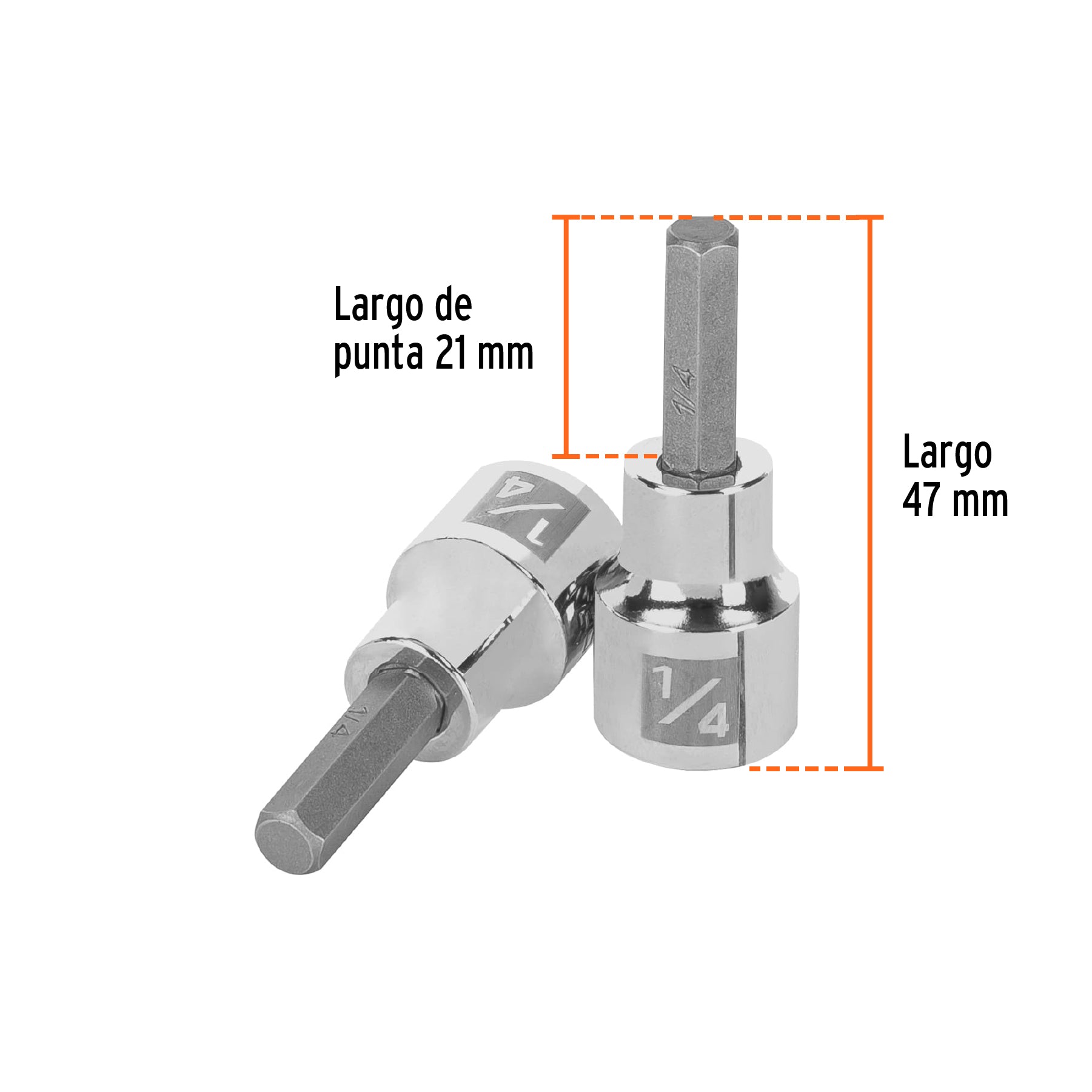 Dado punta hexagonal de 1/4", cuadro 3/8", TRUPER
