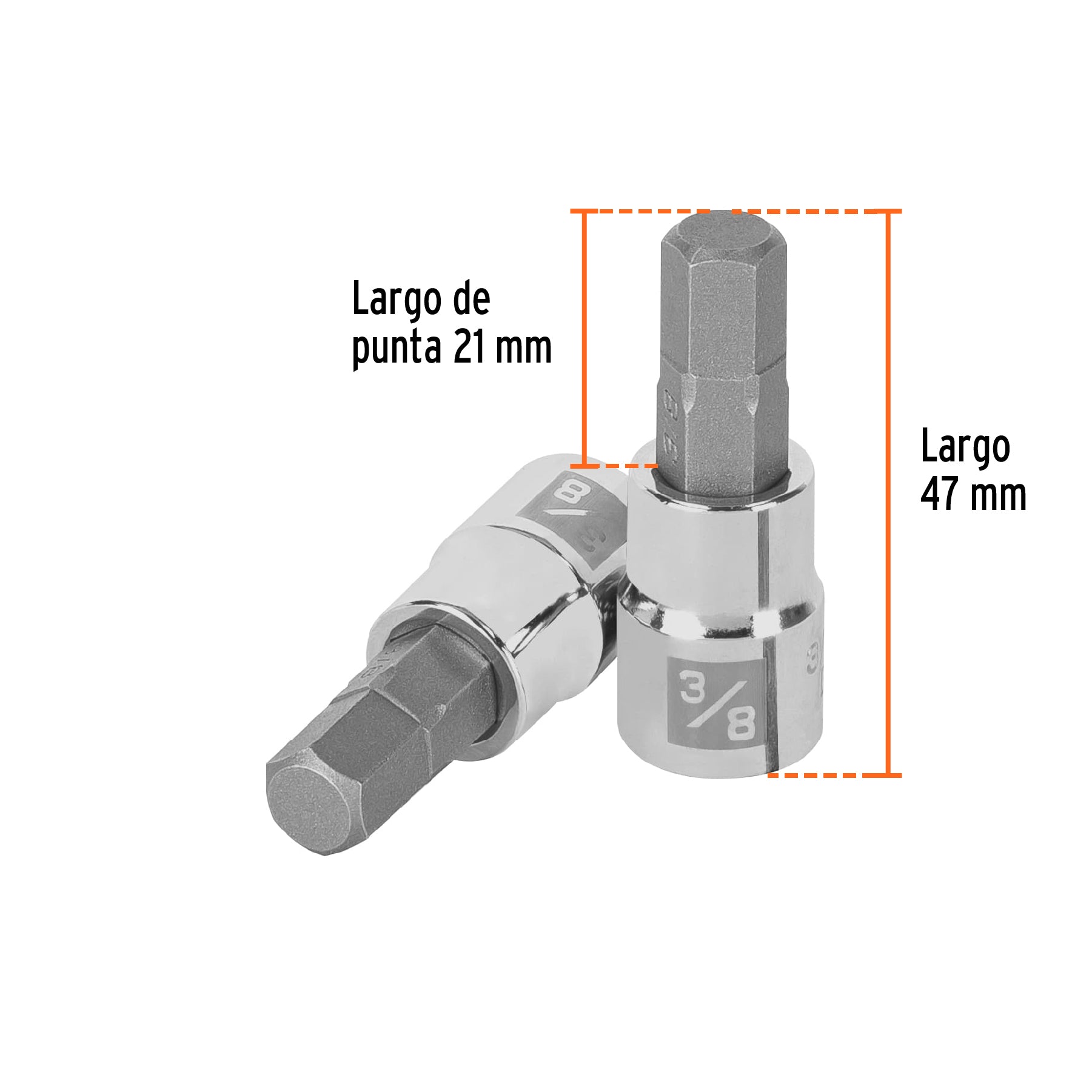 Dado punta hexagonal de 3/8", cuadro 3/8", TRUPER