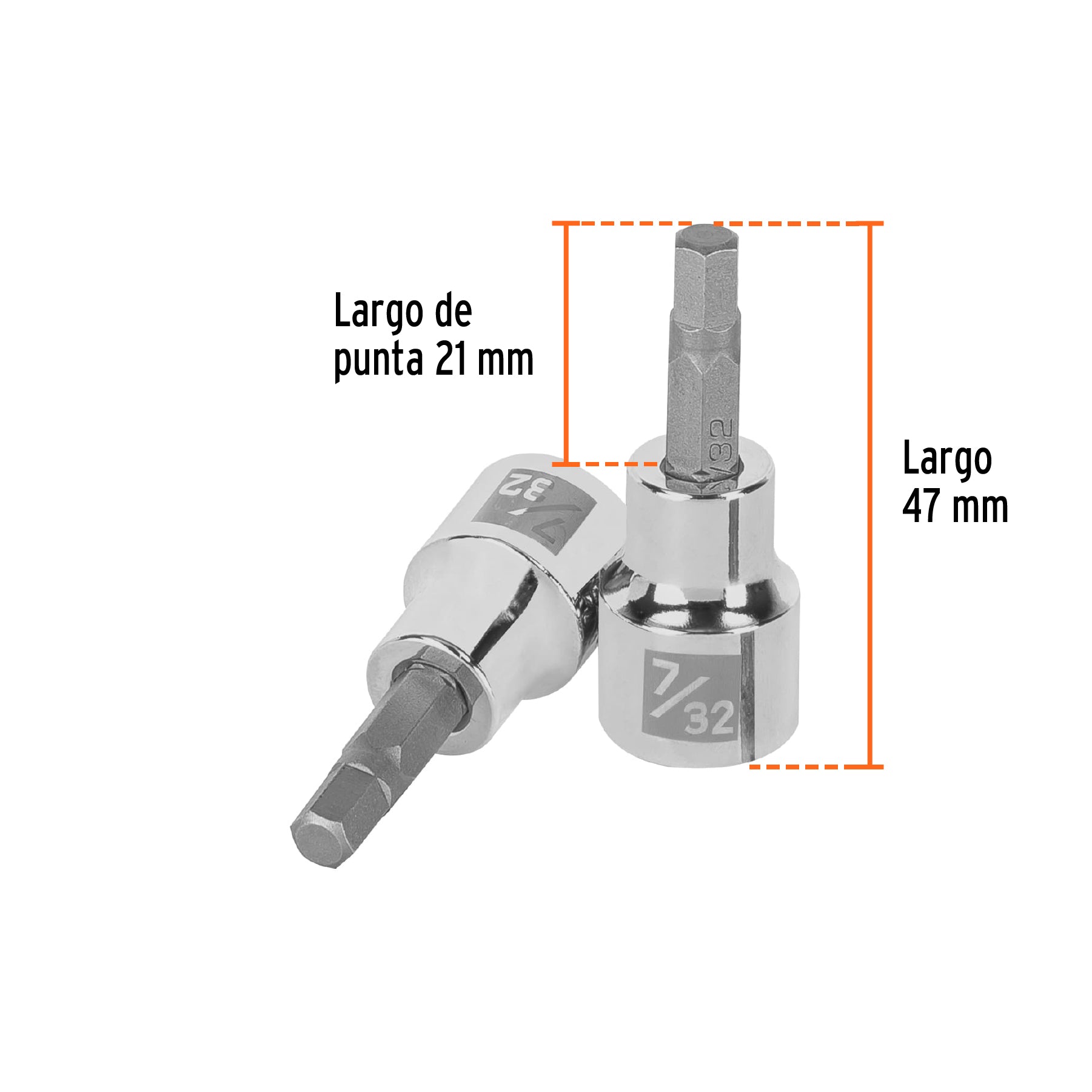Dado punta hexagonal de 7/32", cuadro 3/8", TRUPER
