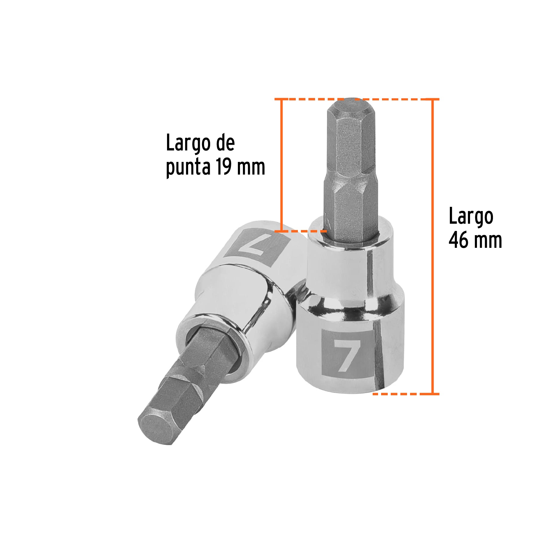 Dado punta hexagonal de 7 mm, cuadro 3/8", TRUPER