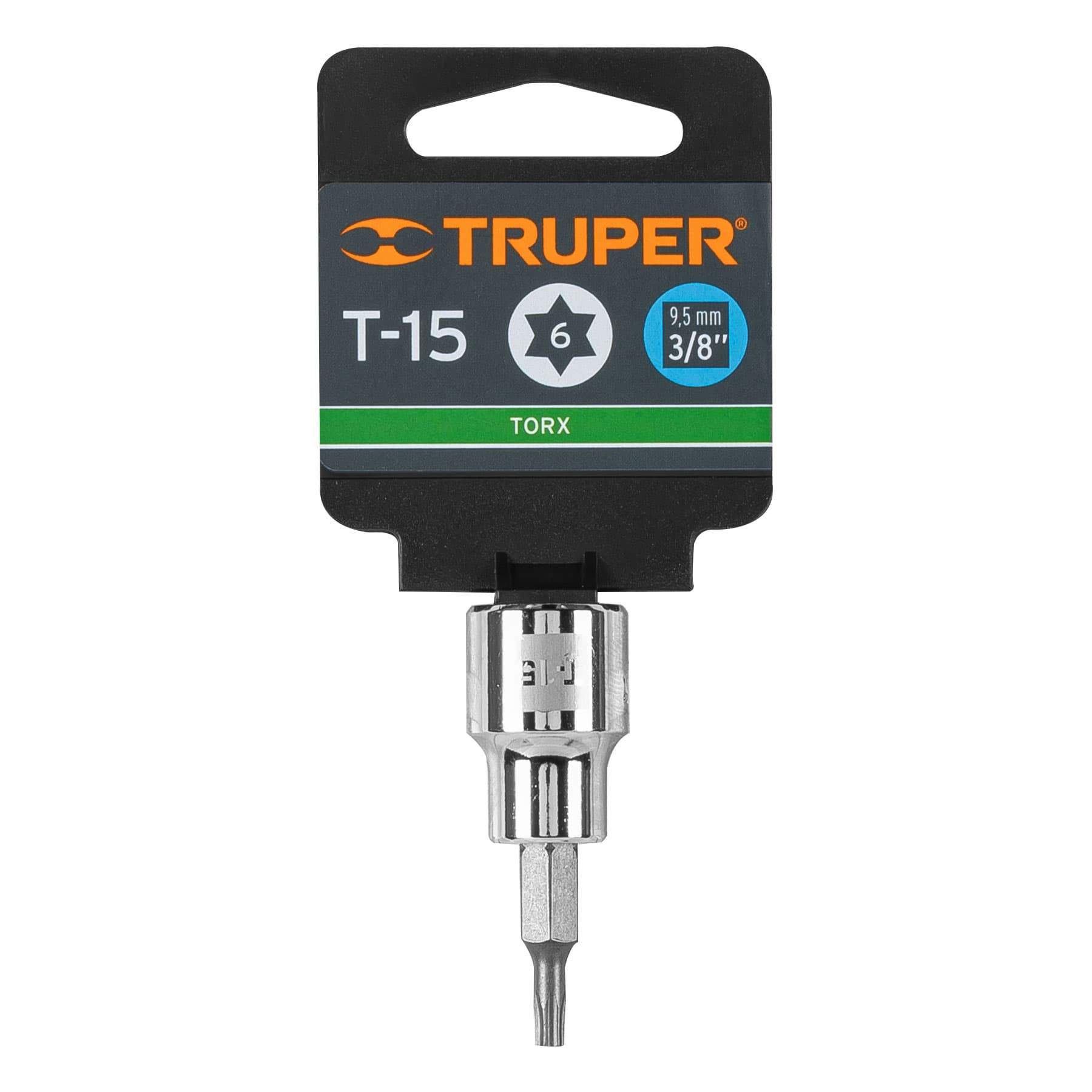 Dado punta torx T-15, cuadro 3/8", TRUPER