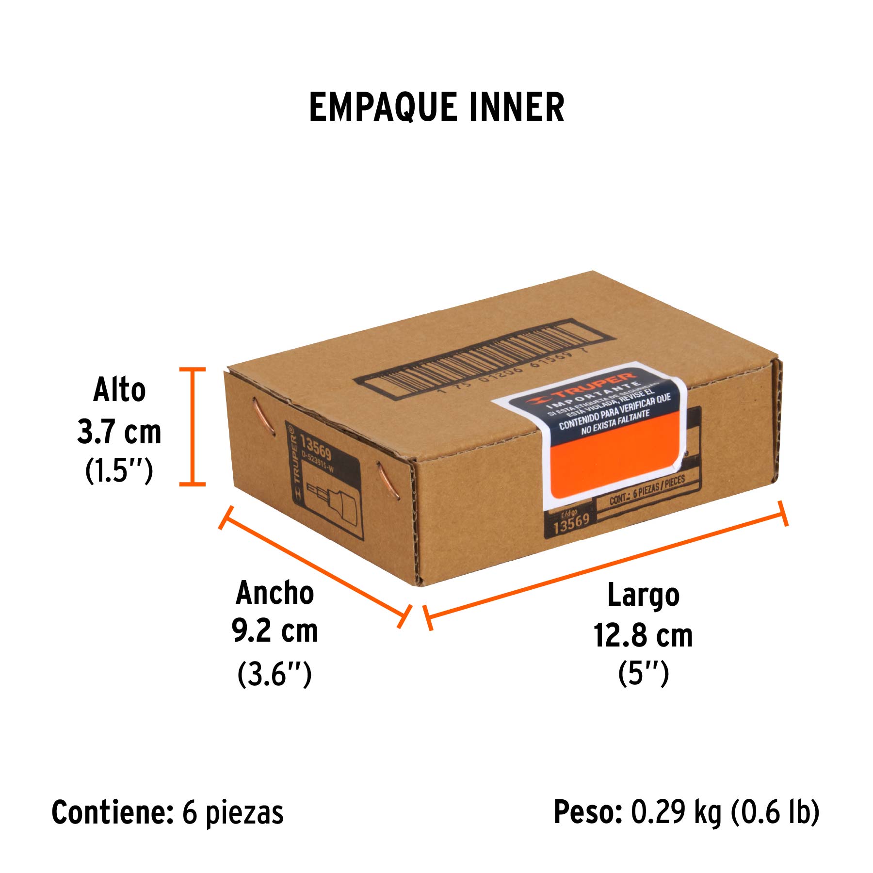 Dado punta torx T-15, cuadro 3/8", TRUPER - Empaque
