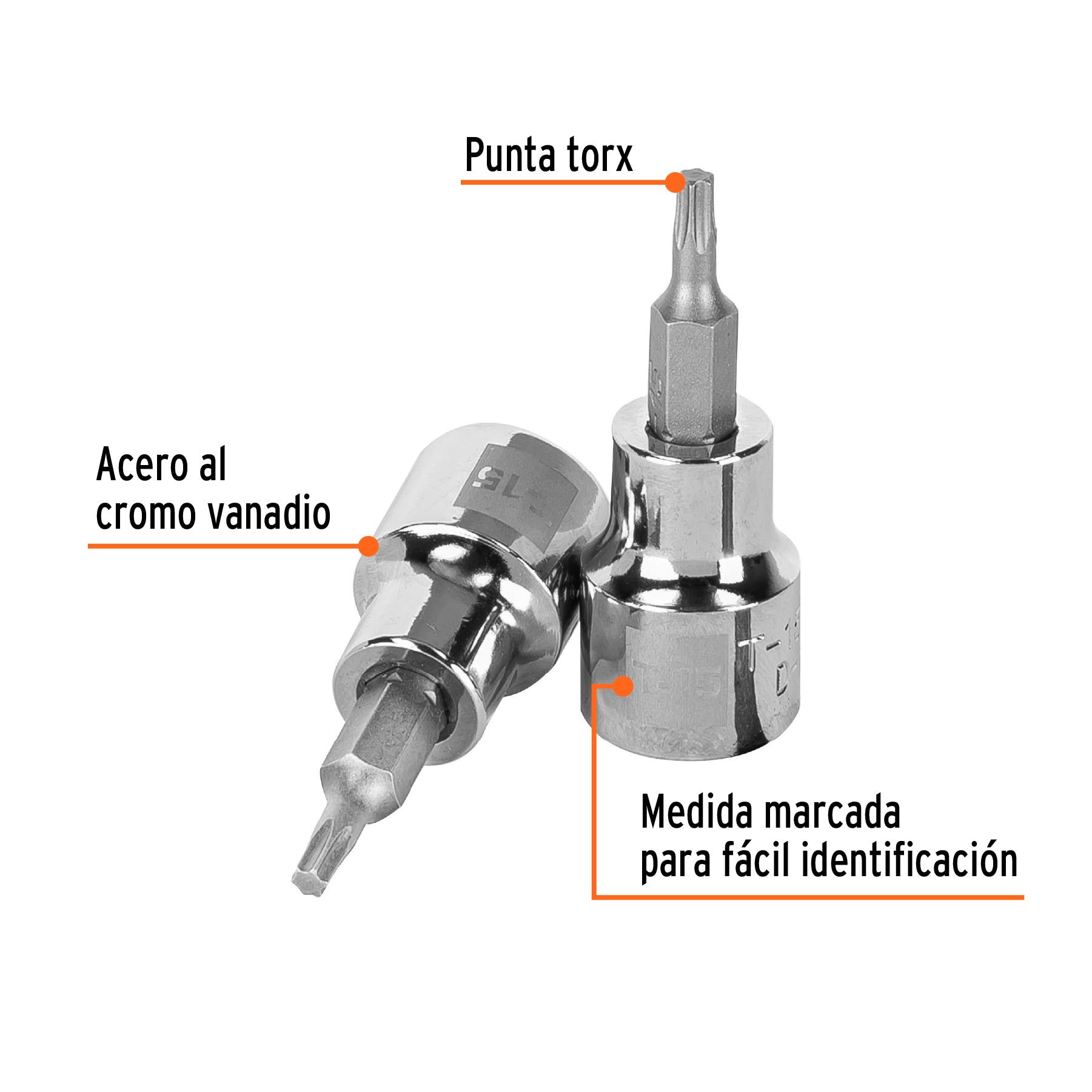 Dado punta torx T-15, cuadro 3/8", TRUPER