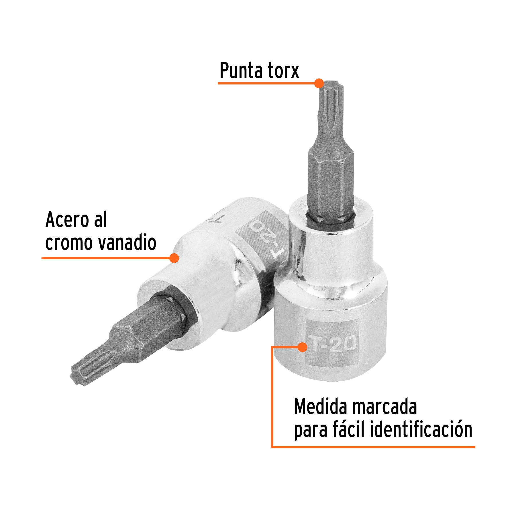 Dado punta torx T-20, cuadro 3/8", TRUPER