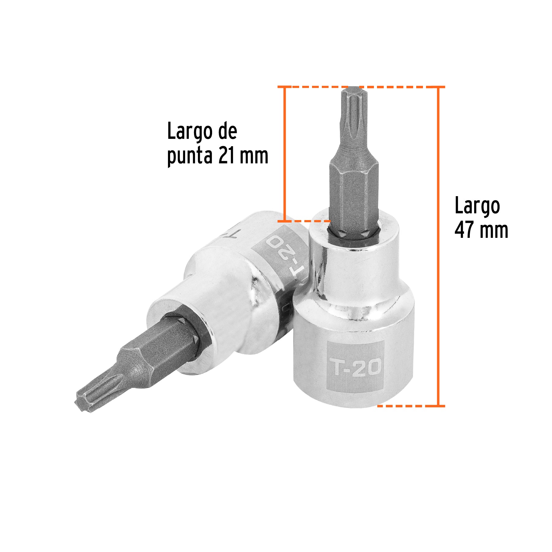 Dado punta torx T-20, cuadro 3/8", TRUPER
