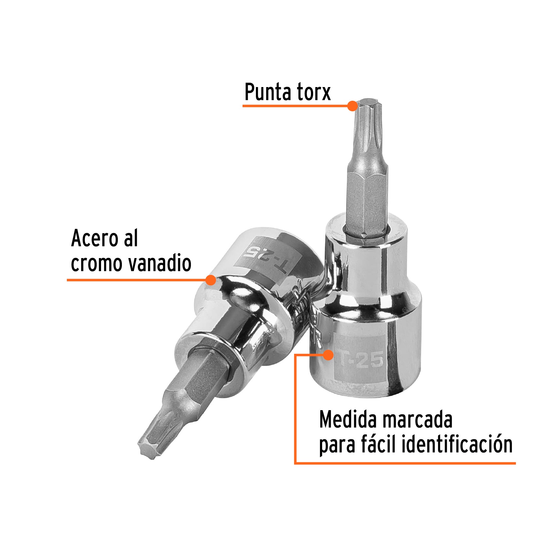 Dado punta torx T-25, cuadro 3/8", TRUPER
