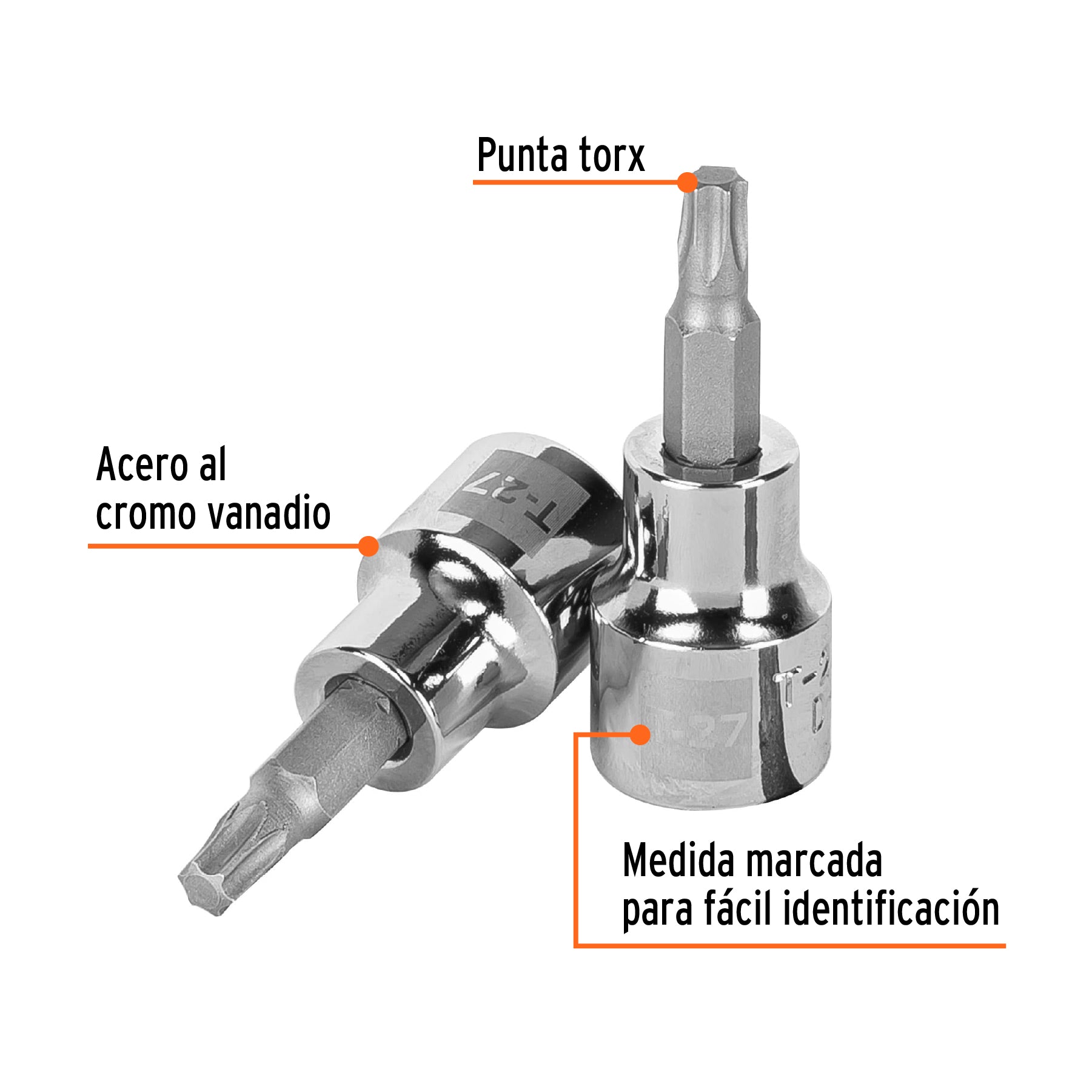 Dado punta torx T-27, cuadro 3/8", TRUPER