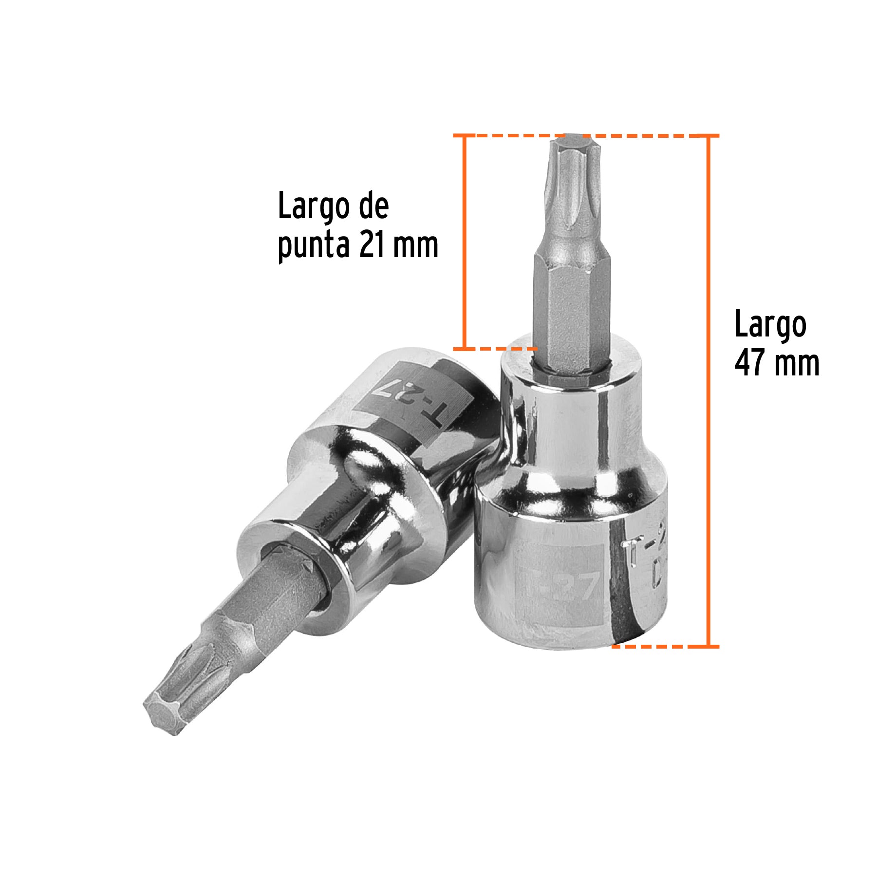 Dado punta torx T-27, cuadro 3/8", TRUPER