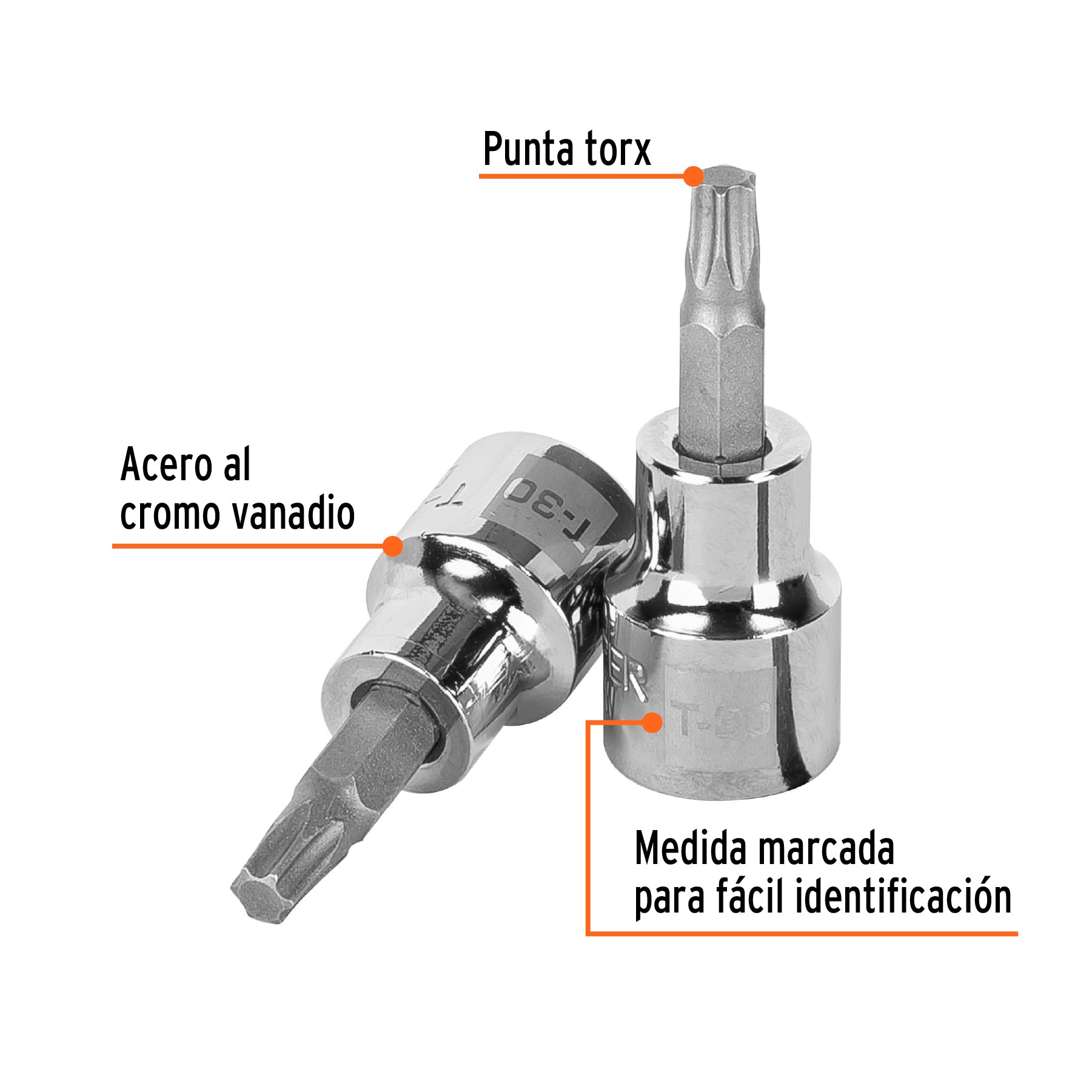 Dado punta torx T-30, cuadro 3/8", TRUPER