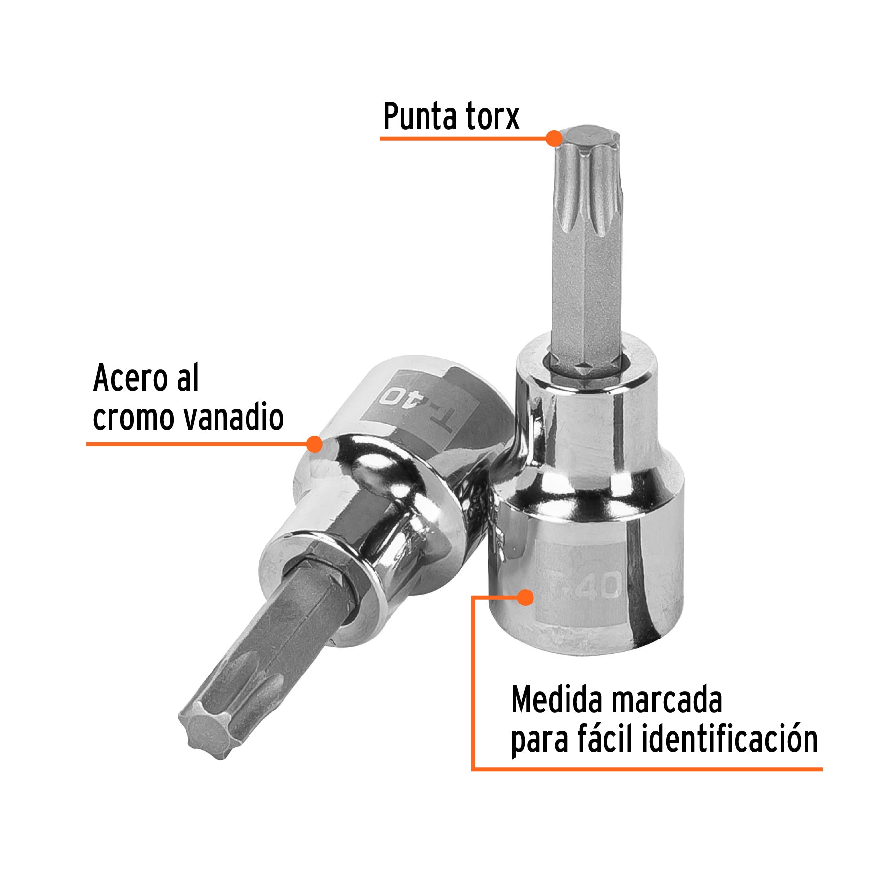Dado punta torx T-40, cuadro 3/8", TRUPER