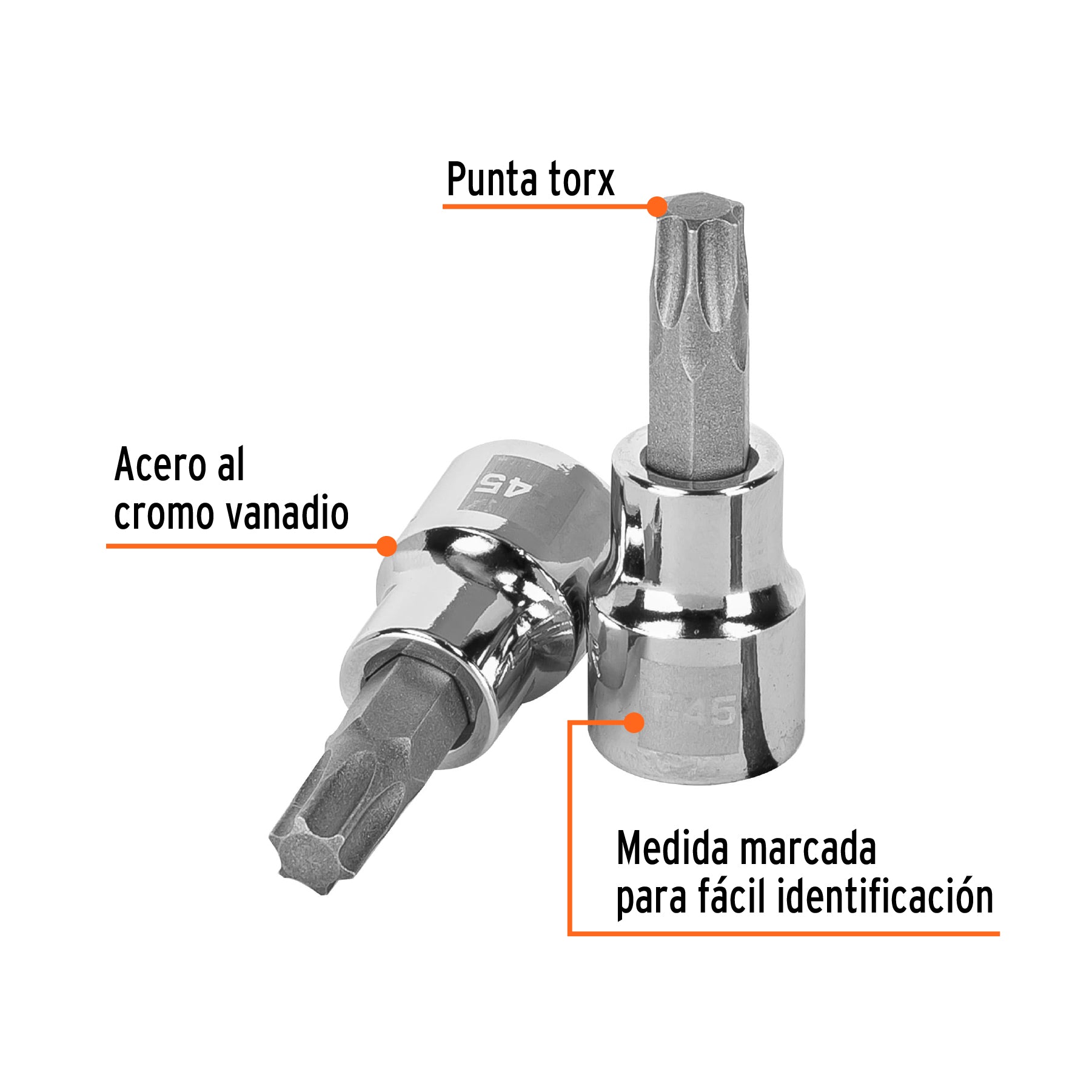 Dado punta torx T-45, cuadro 3/8", TRUPER