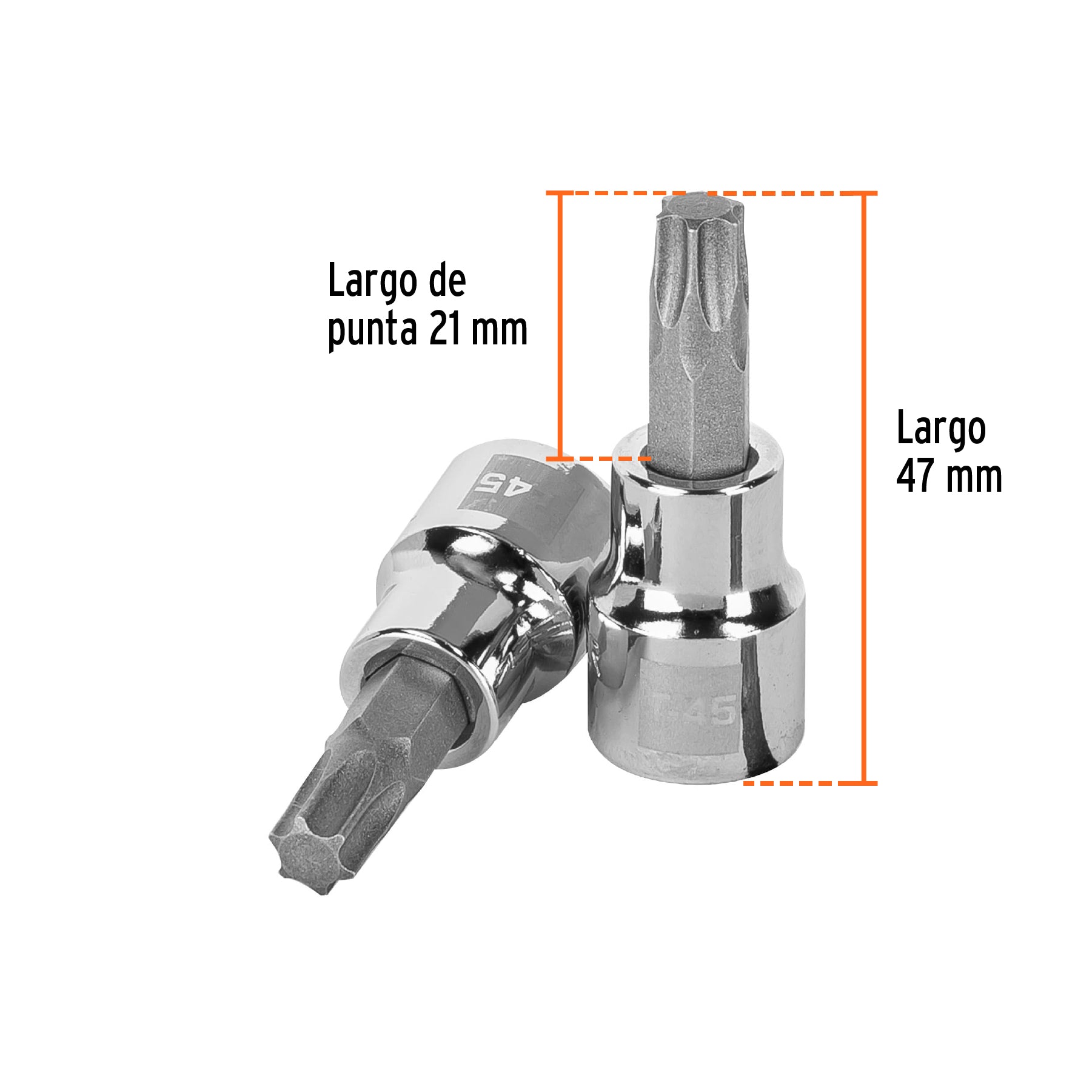 Dado punta torx T-45, cuadro 3/8", TRUPER