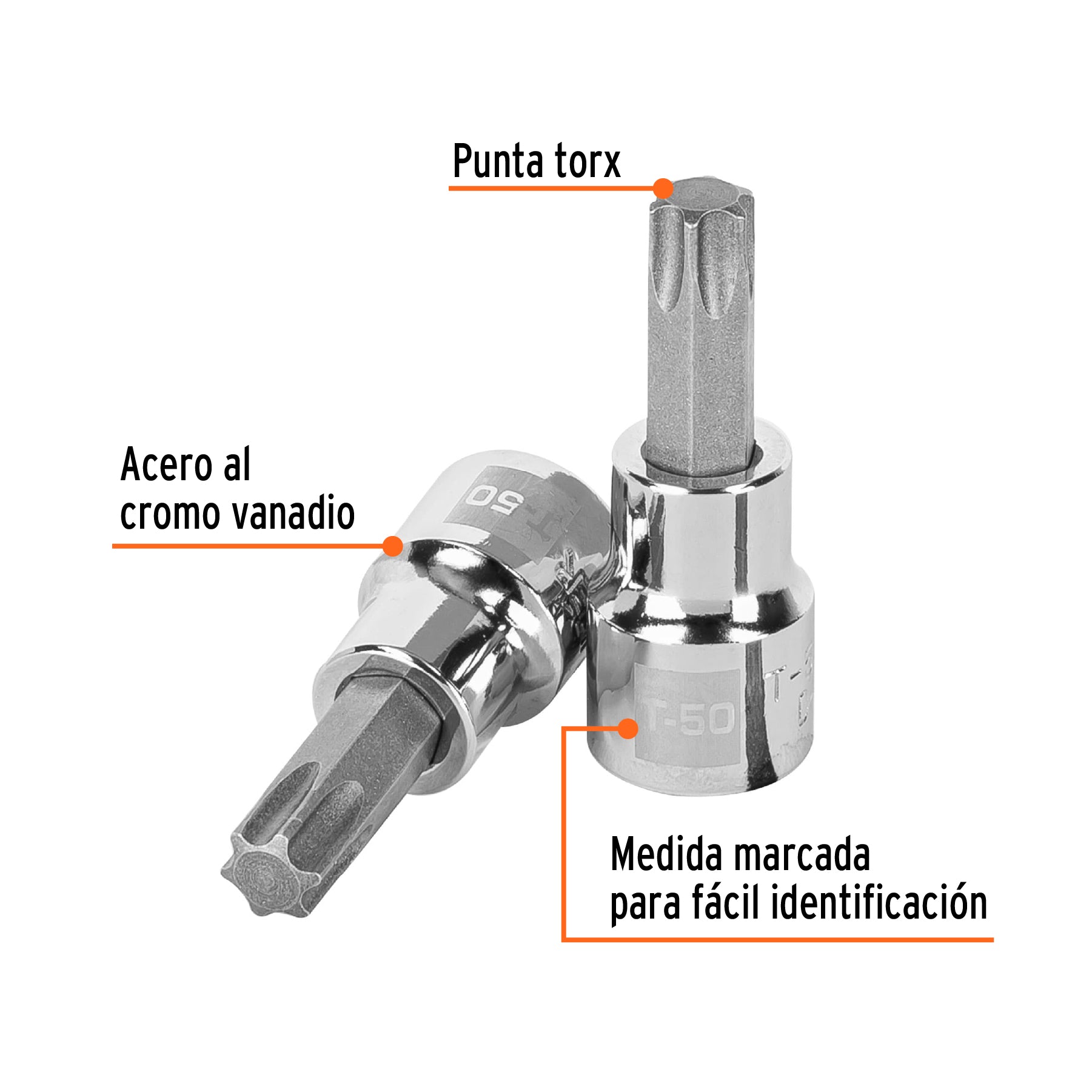 Dado punta torx T-50, cuadro 3/8", TRUPER