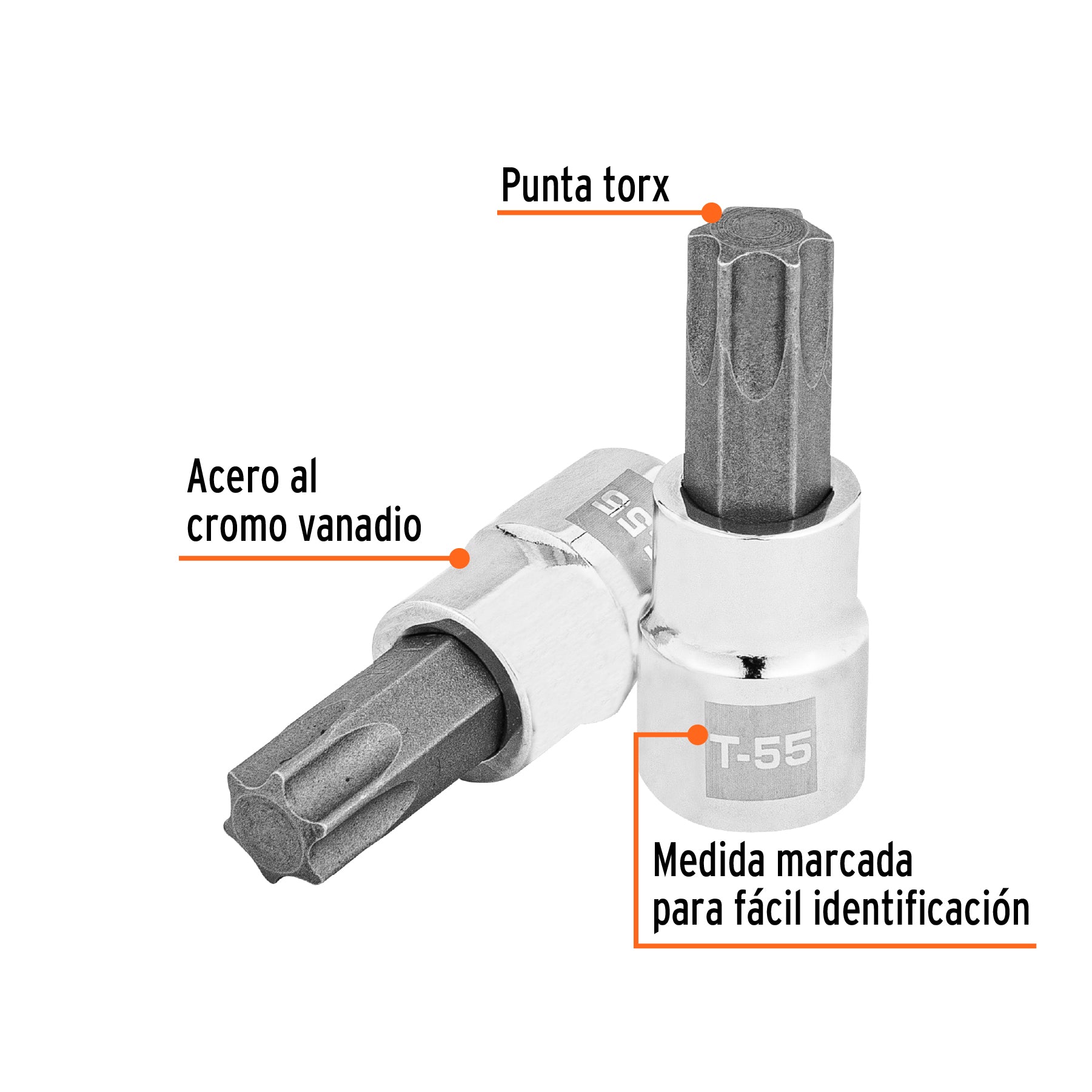 Dado punta torx T-55, cuadro 3/8", TRUPER