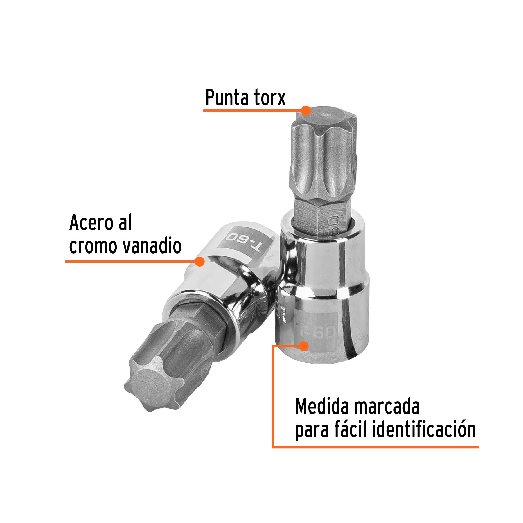 Dado punta torx T-60, cuadro 3/8", TRUPER