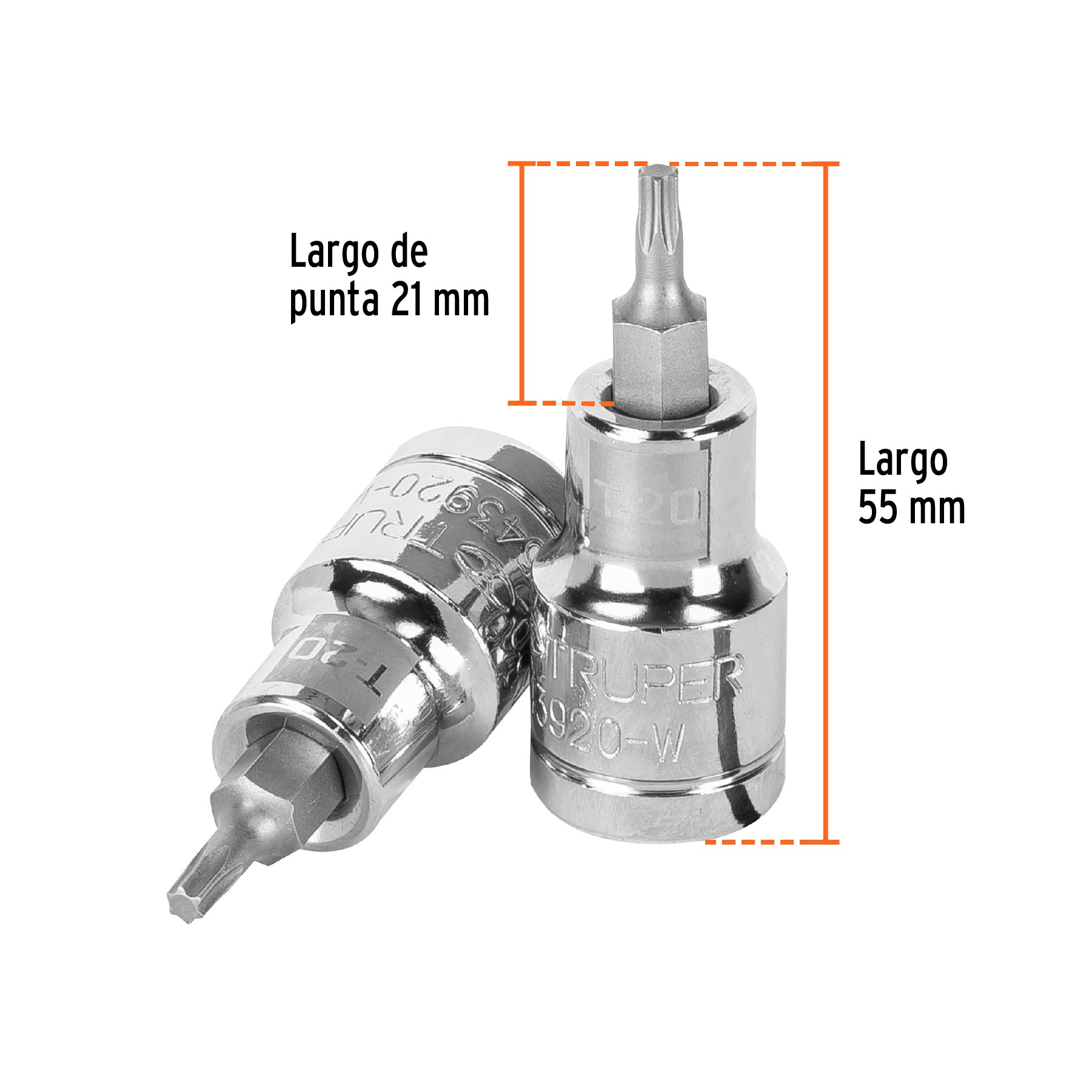 Dado punta torx T-20, cuadro 1/2", TRUPER