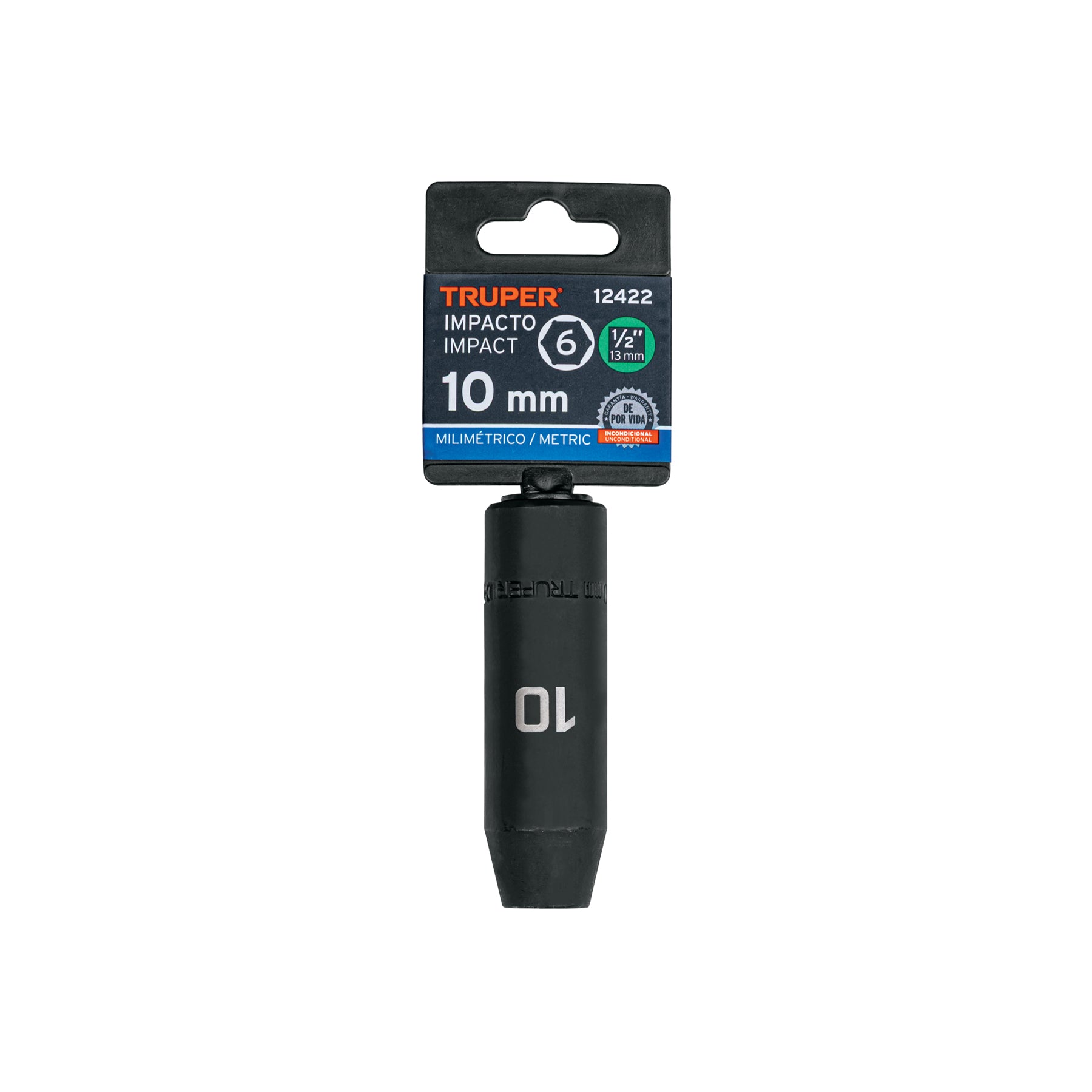 Dado largo cuadro 1/2" de impacto 6 puntas de 10 mm, TRUPER
