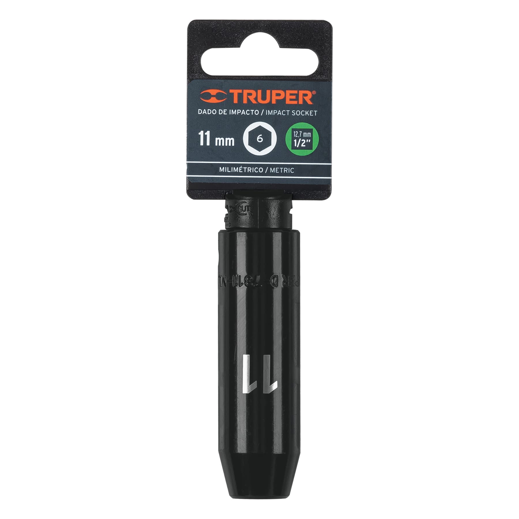 Dado largo cuadro 1/2" de impacto 6 puntas de 11 mm, TRUPER