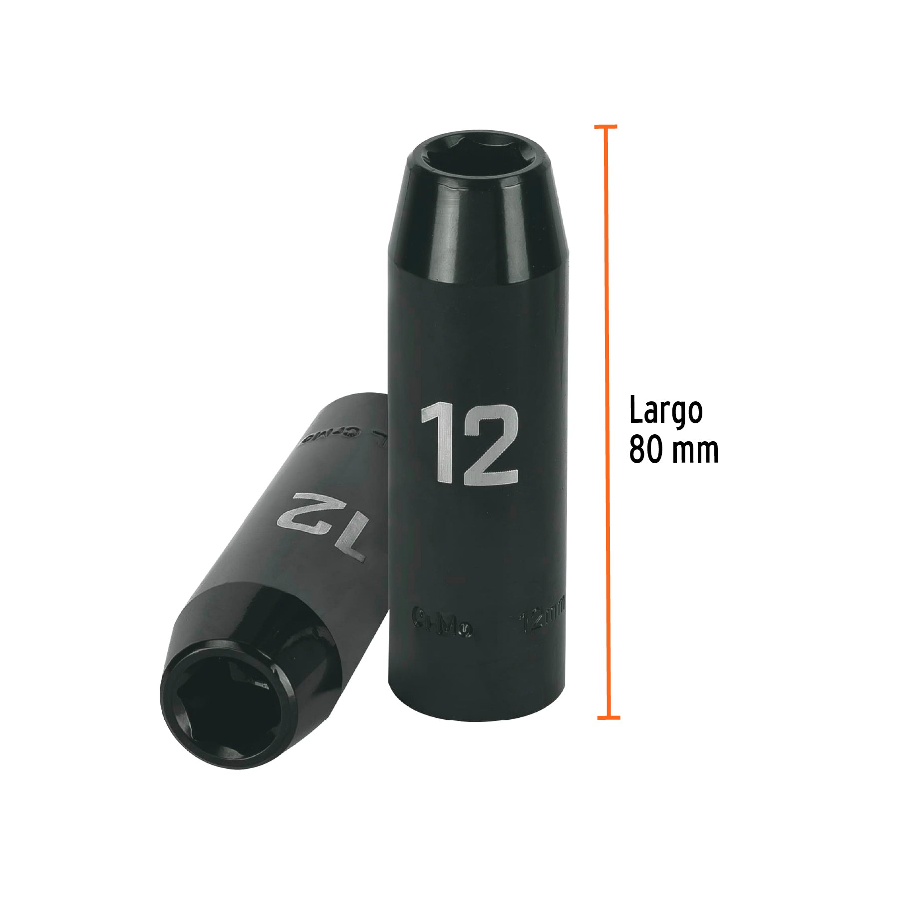 Dado largo cuadro 1/2" de impacto 6 puntas de 12 mm, TRUPER