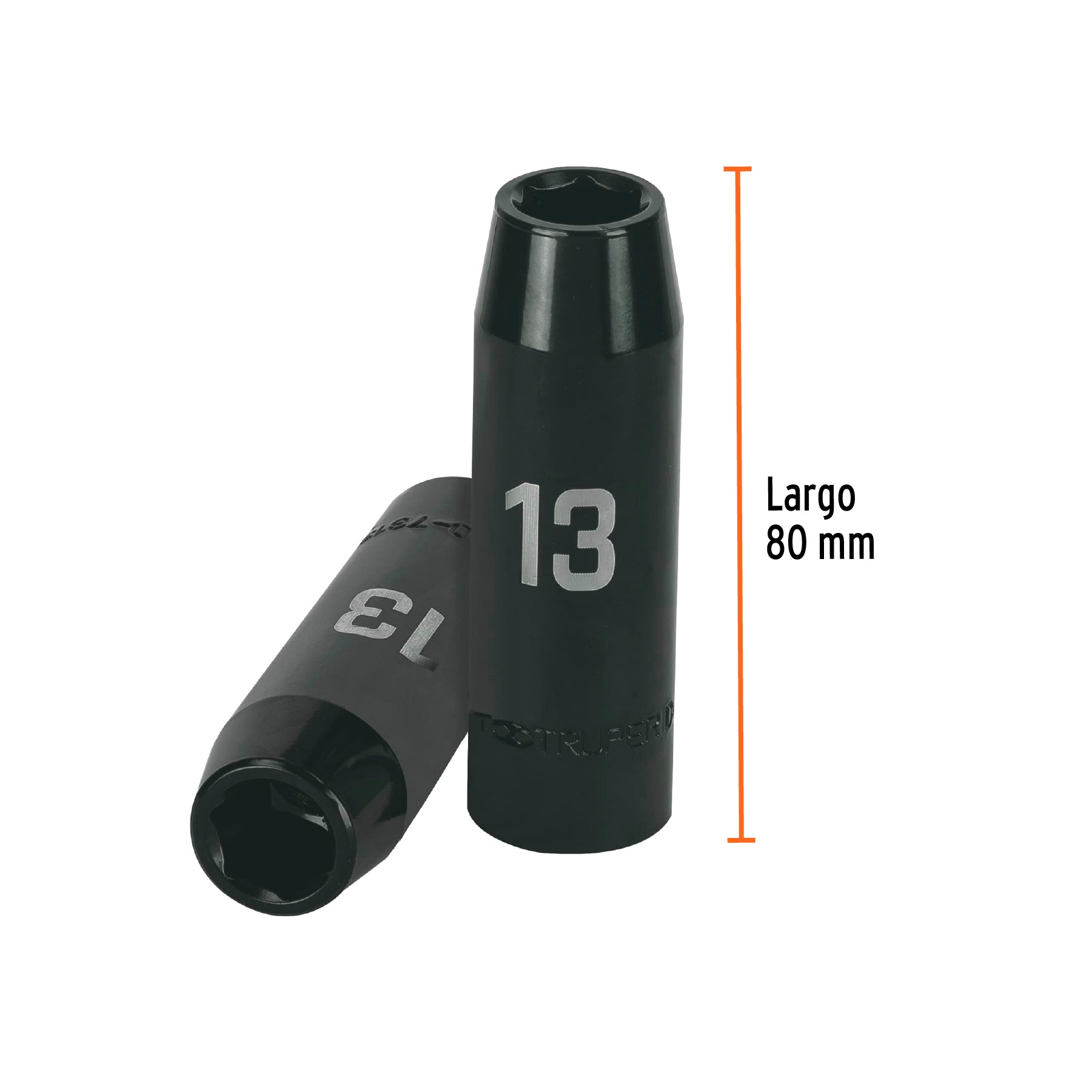 Dado largo cuadro 1/2" de impacto 6 puntas de 13 mm, TRUPER