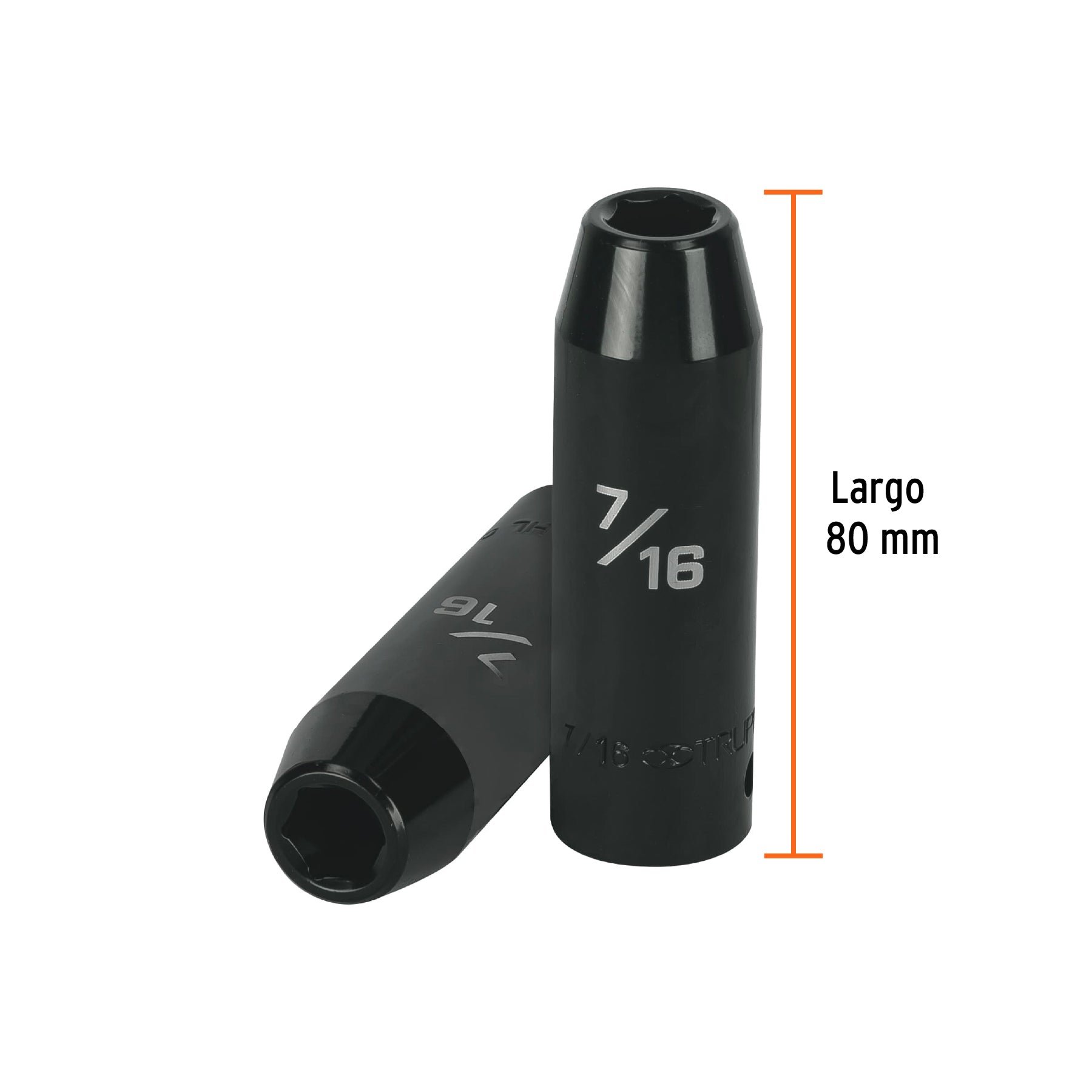 Dado largo impacto de 7/16", 6 puntas, cuadro 1/2", TRUPER