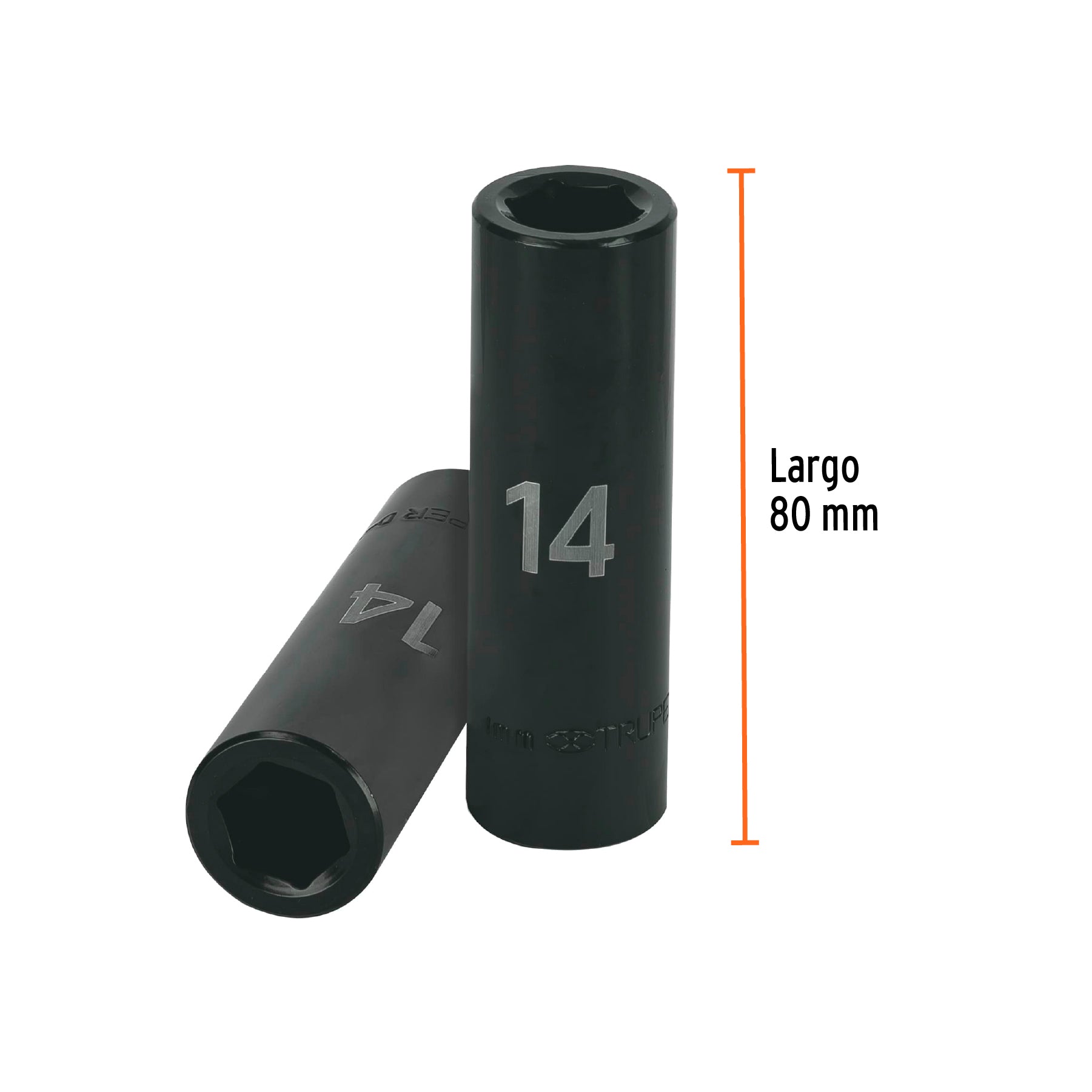Dado largo cuadro 1/2" de impacto 6 puntas de 14 mm, TRUPER
