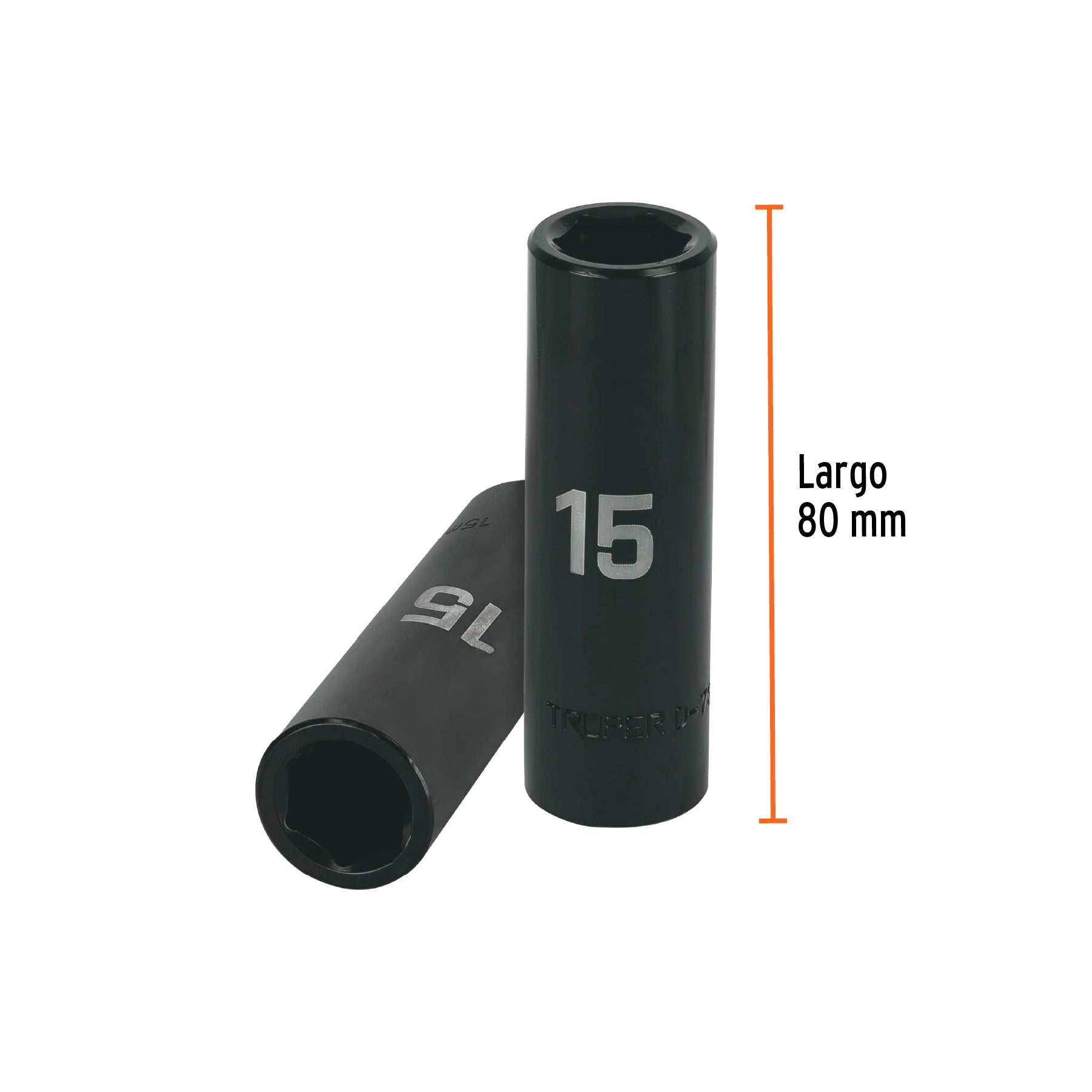 Dado largo cuadro 1/2" de impacto 6 puntas de 15 mm, TRUPER