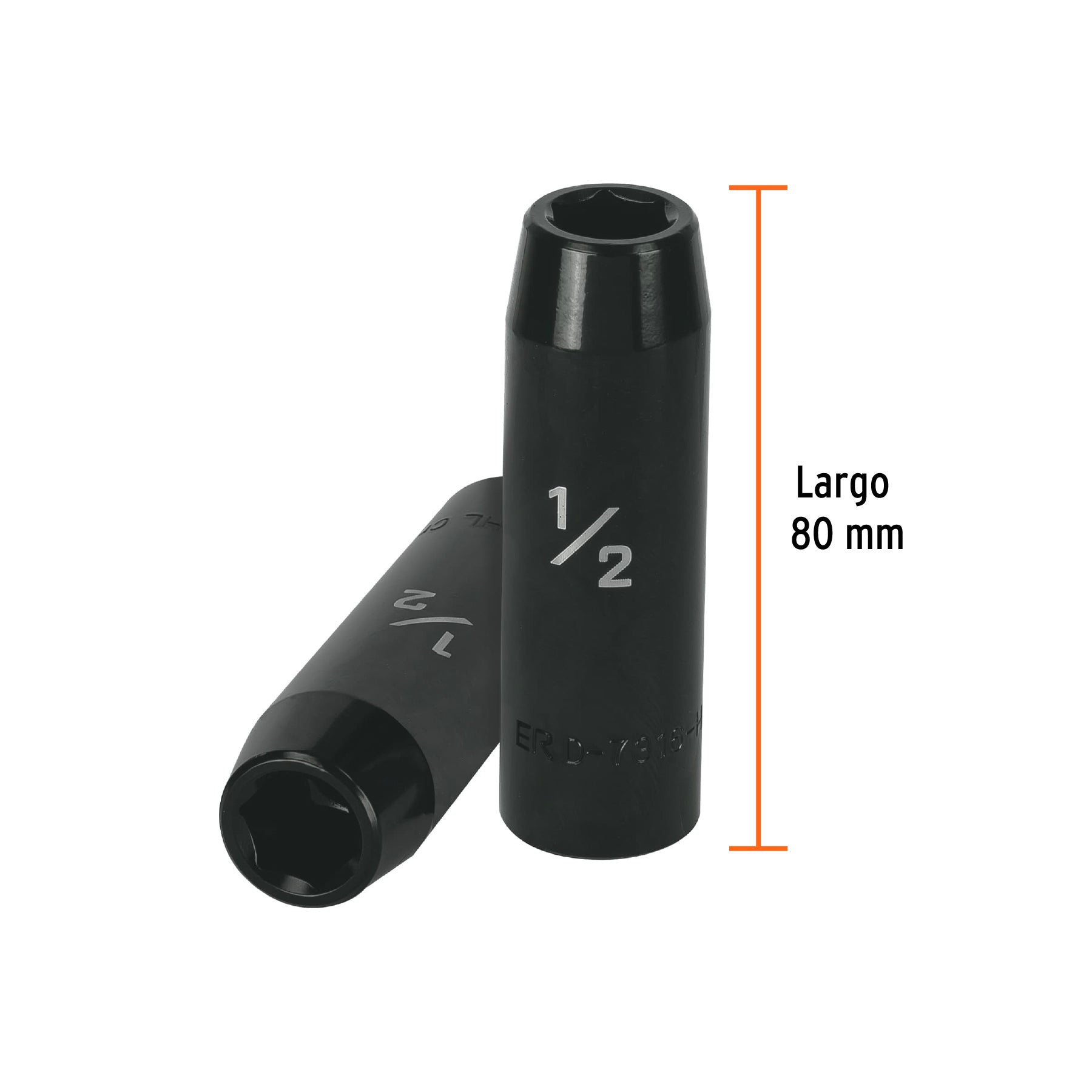 Dado largo impacto de 1/2", 6 puntas, cuadro 1/2", TRUPER