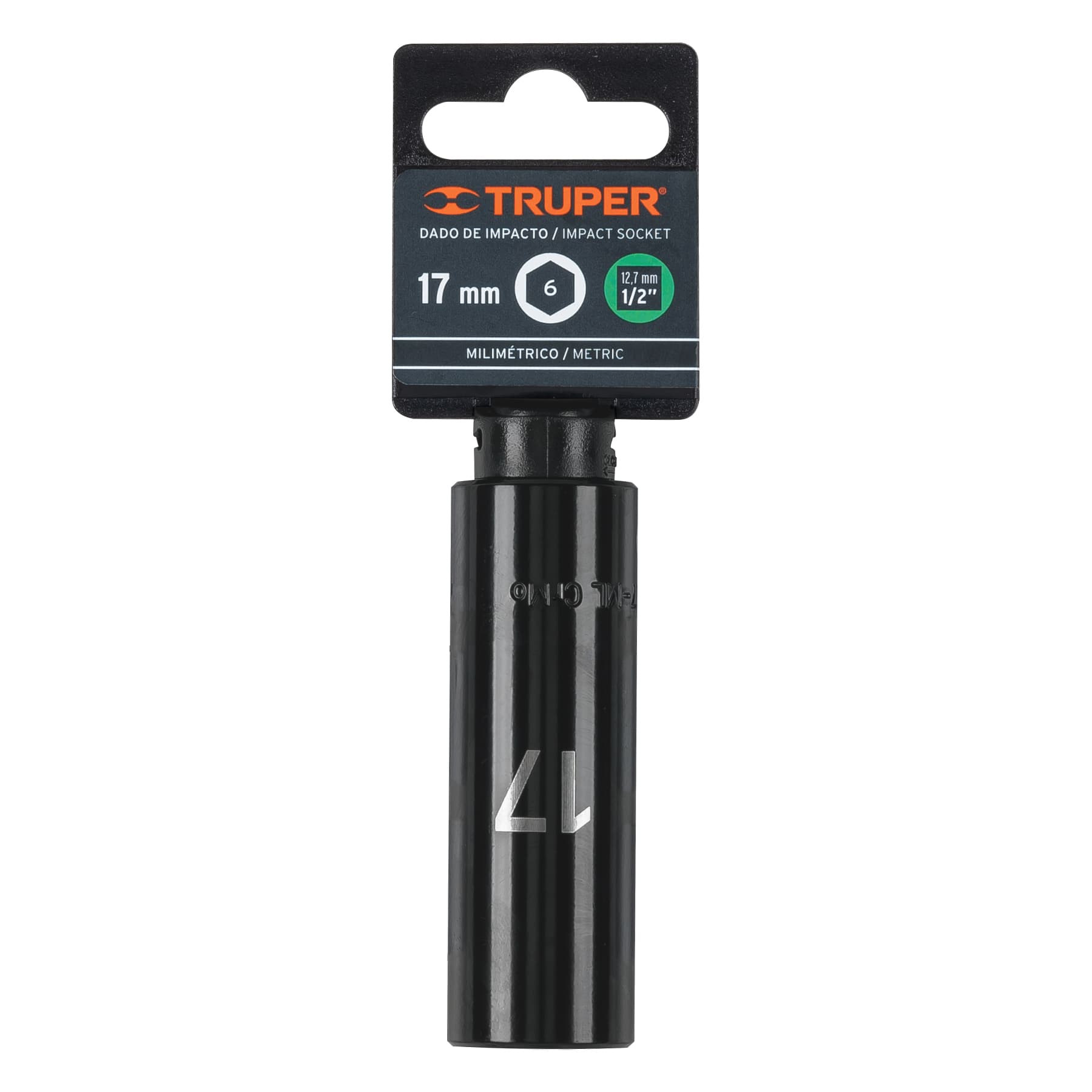 Dado largo cuadro 1/2" de impacto 6 puntas de 17 mm, TRUPER