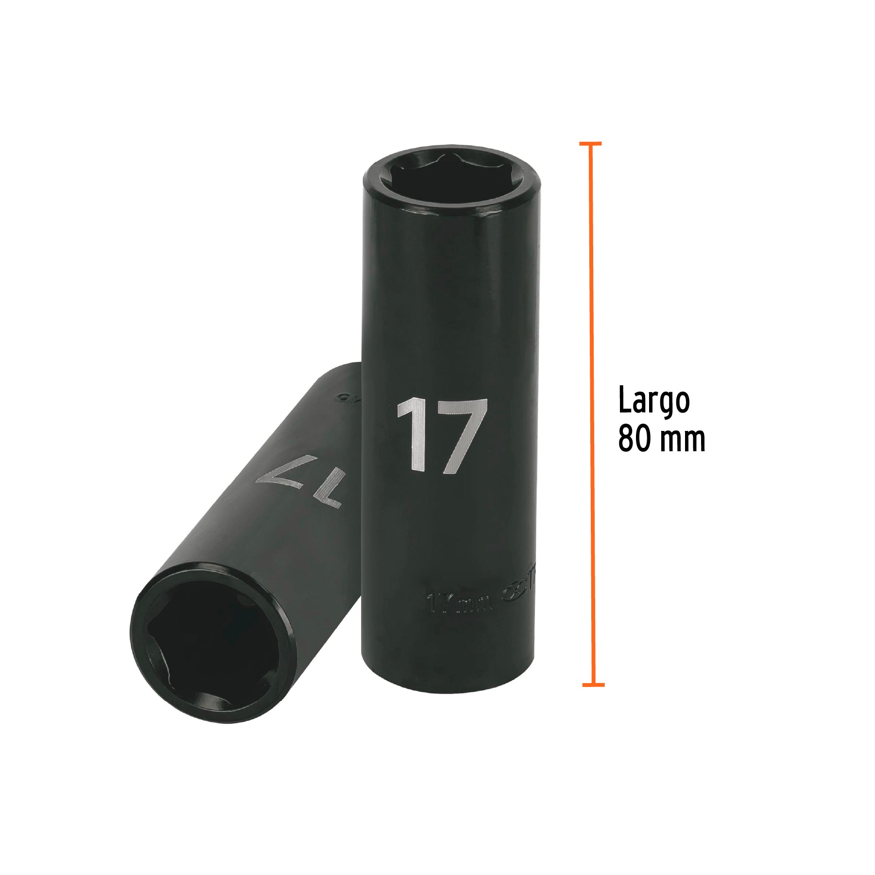 Dado largo cuadro 1/2" de impacto 6 puntas de 17 mm, TRUPER