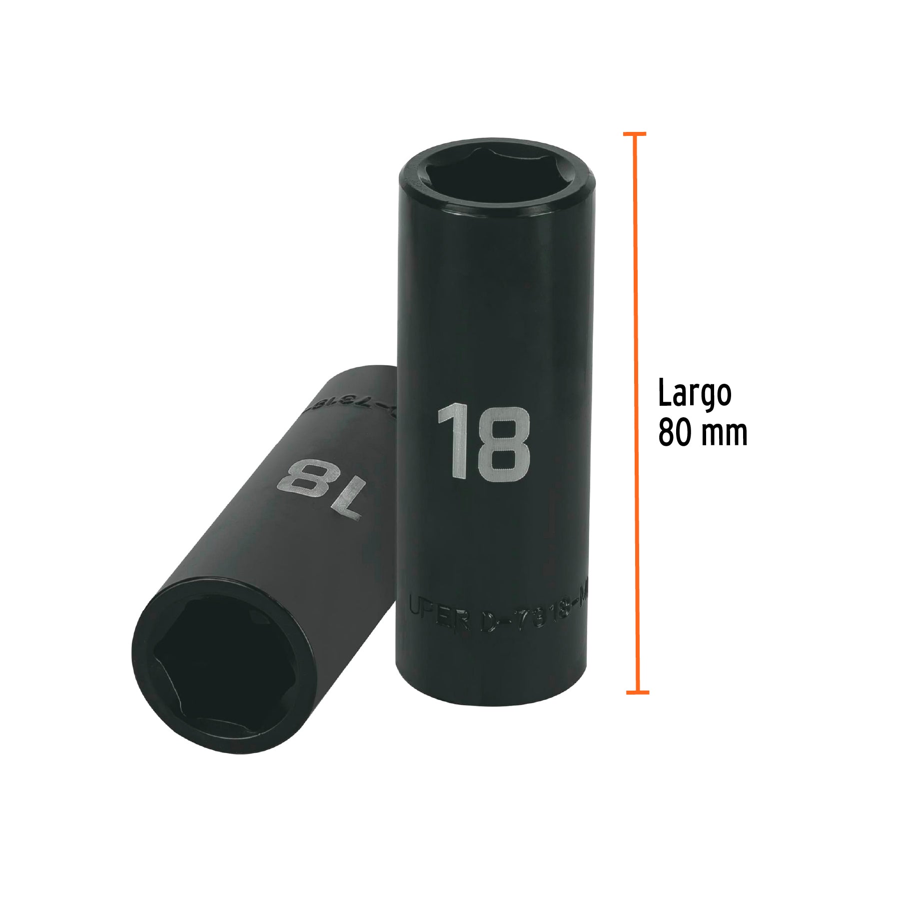 Dado largo cuadro 1/2" de impacto 6 puntas de 18 mm, TRUPER