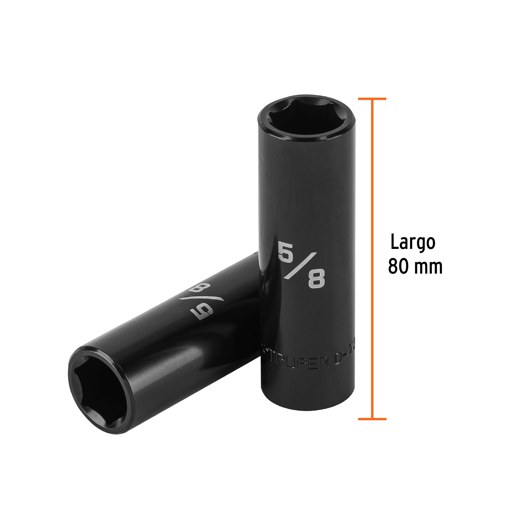 Dado largo impacto de 5/8", 6 puntas, cuadro 1/2", TRUPER