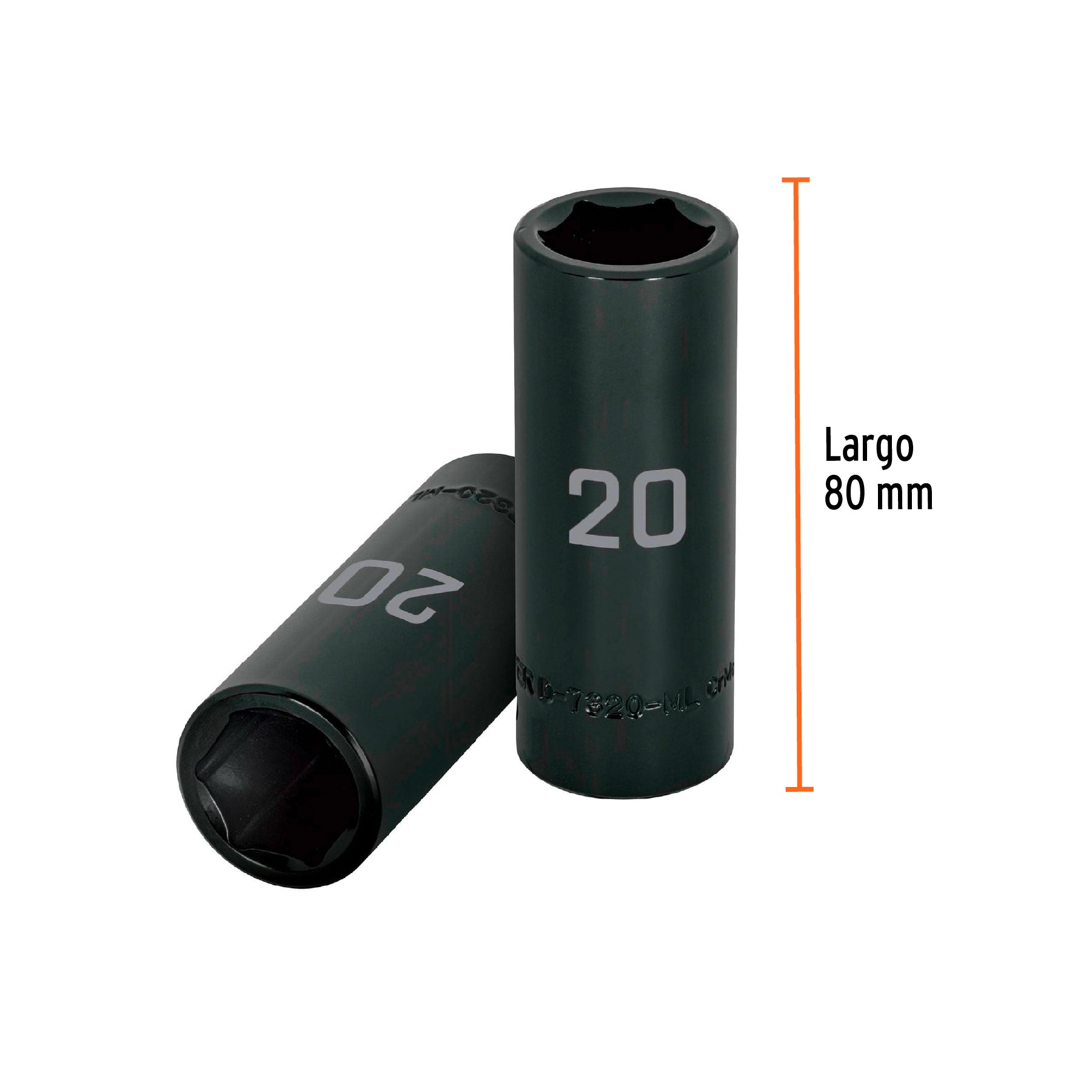 Dado largo cuadro 1/2" de impacto 6 puntas de 20 mm, TRUPER
