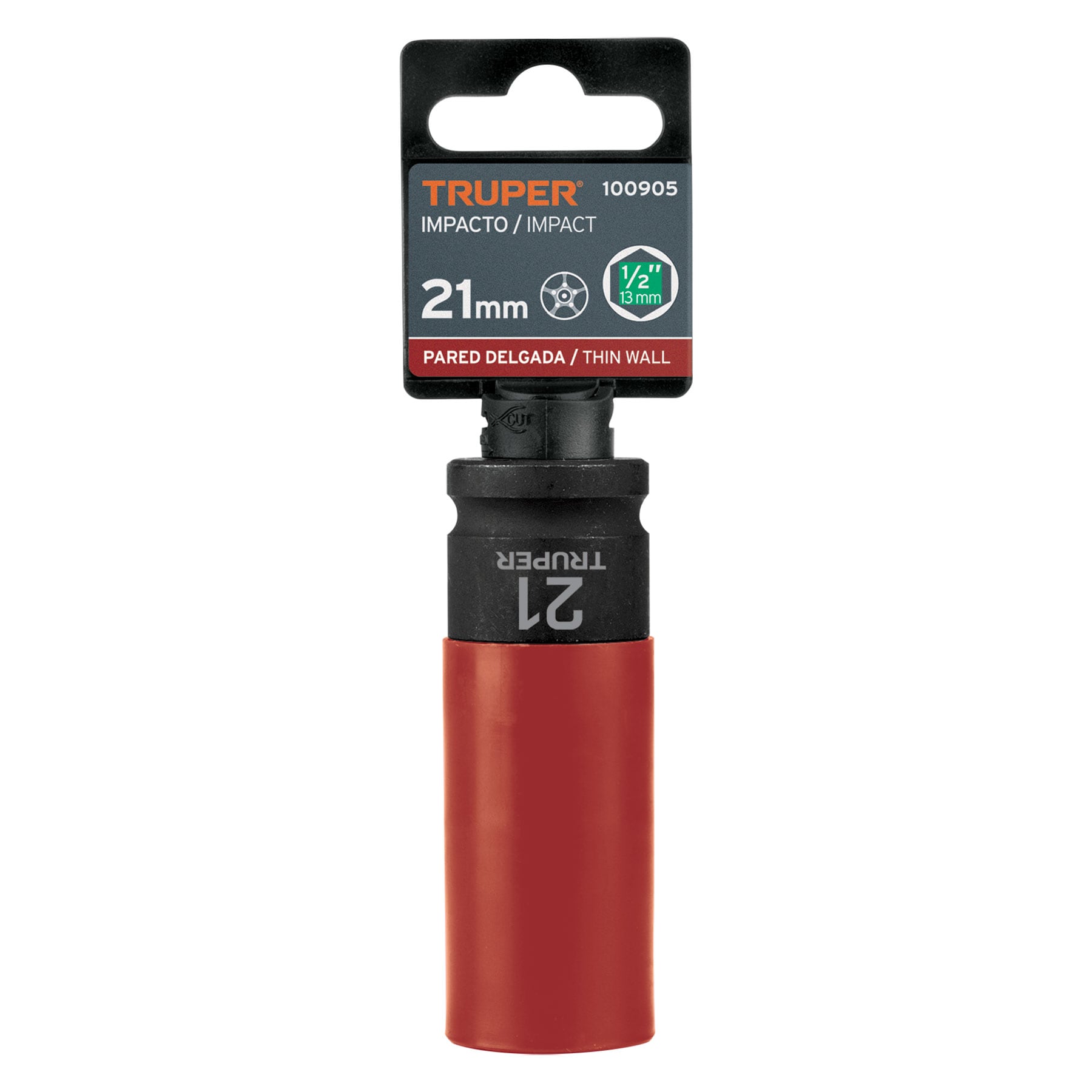 Dado largo impacto prot. plást. 21 mm, 6 puntas, cuadro 1/2"