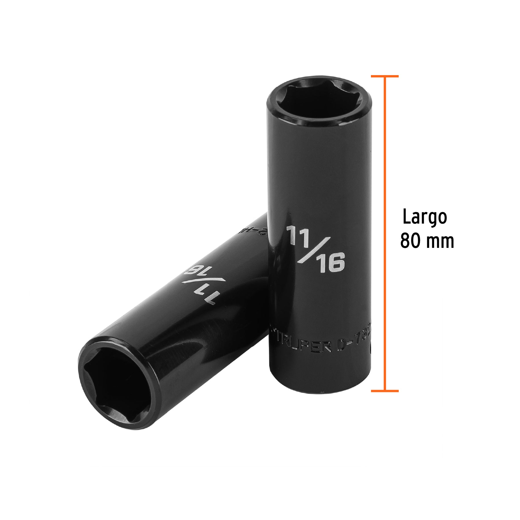 Dado largo impacto de 11/16", 6 puntas, cuadro 1/2", TRUPER