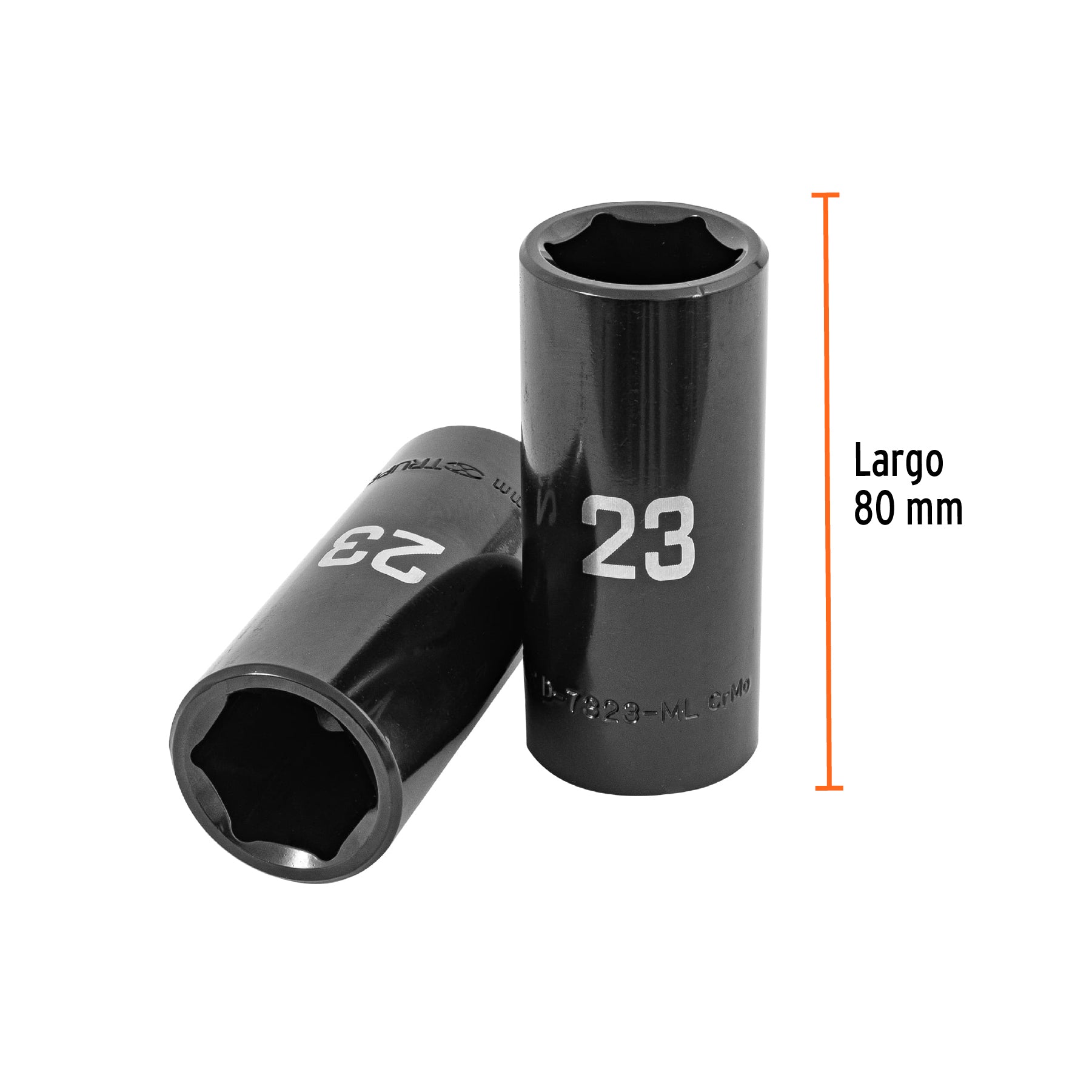 Dado largo impacto de 23 mm, 6 puntas, cuadro 1/2", TRUPER