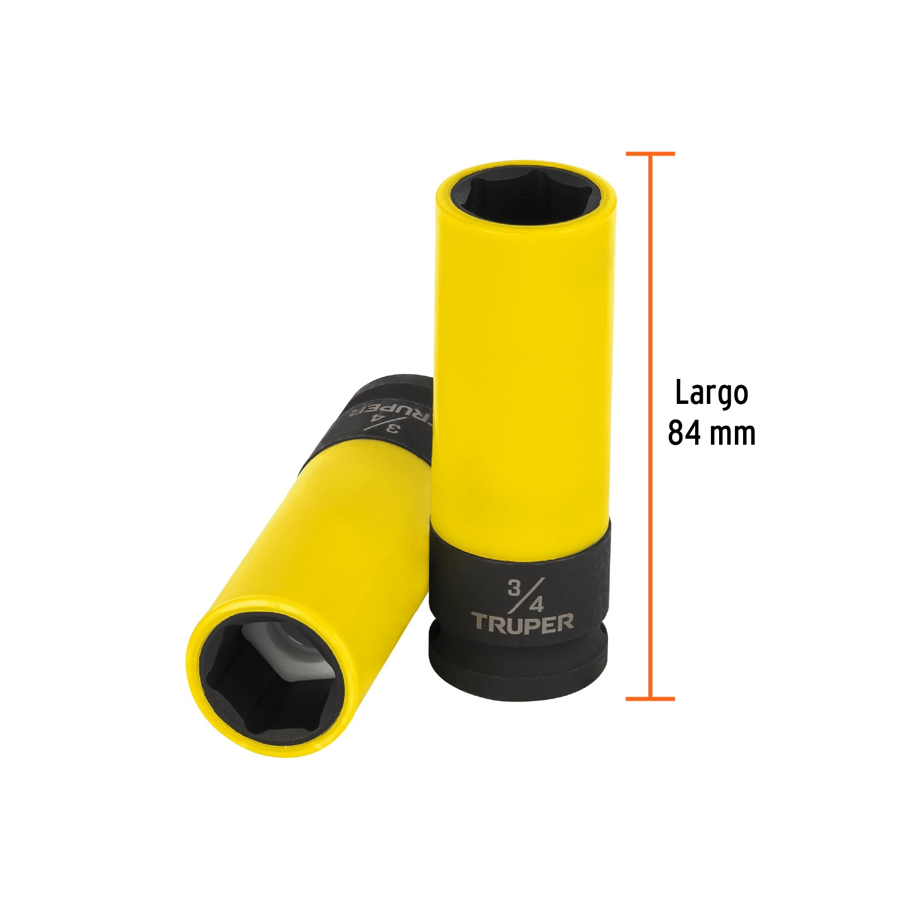 Dado largo impacto prot. plást. 3/4", 6 puntas, cuadro 1/2"