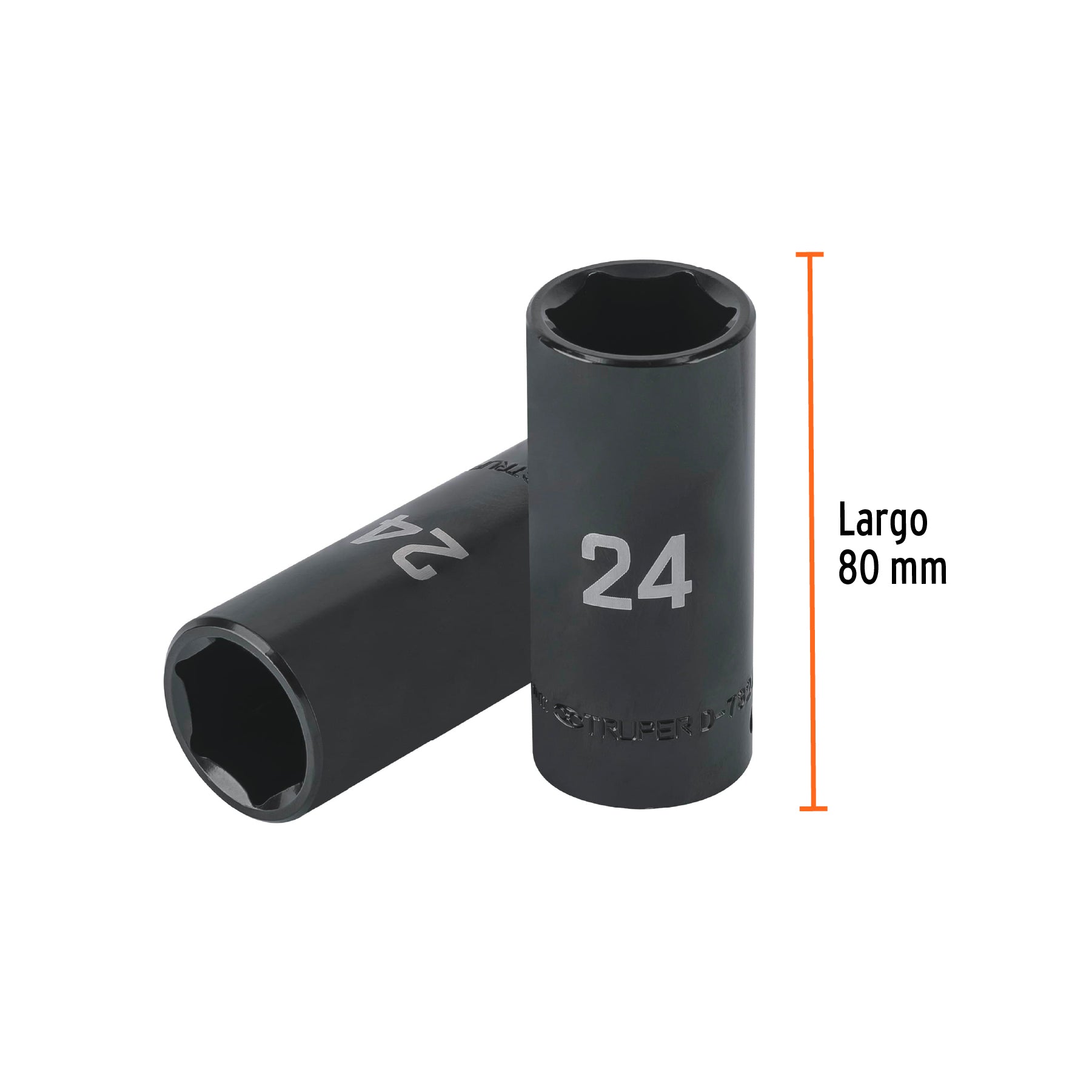 Dado largo impacto de 24 mm, 6 puntas, cuadro 1/2", TRUPER